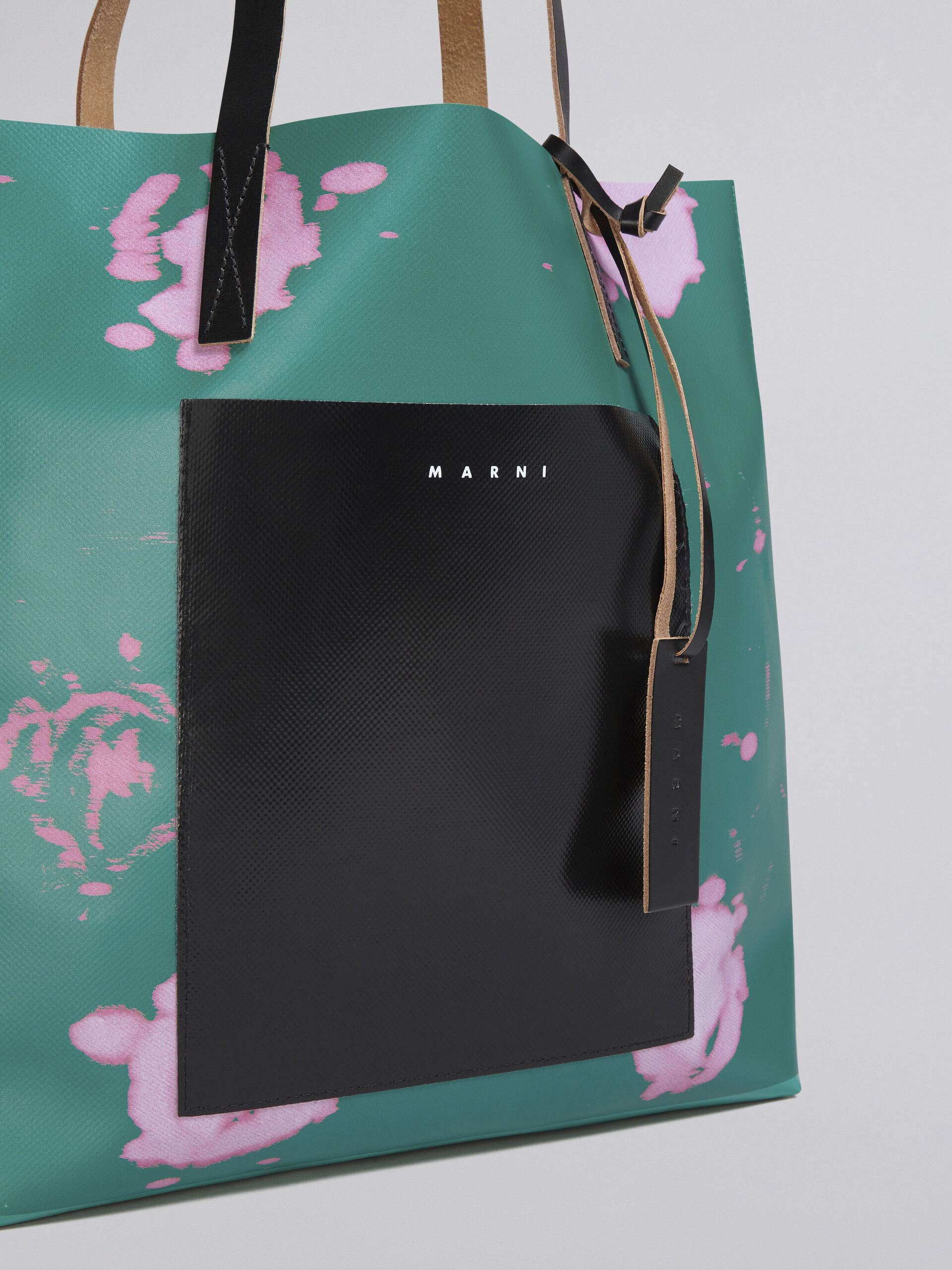 Green Faded Roses print PVC bag - Shopping Bags - Image 5