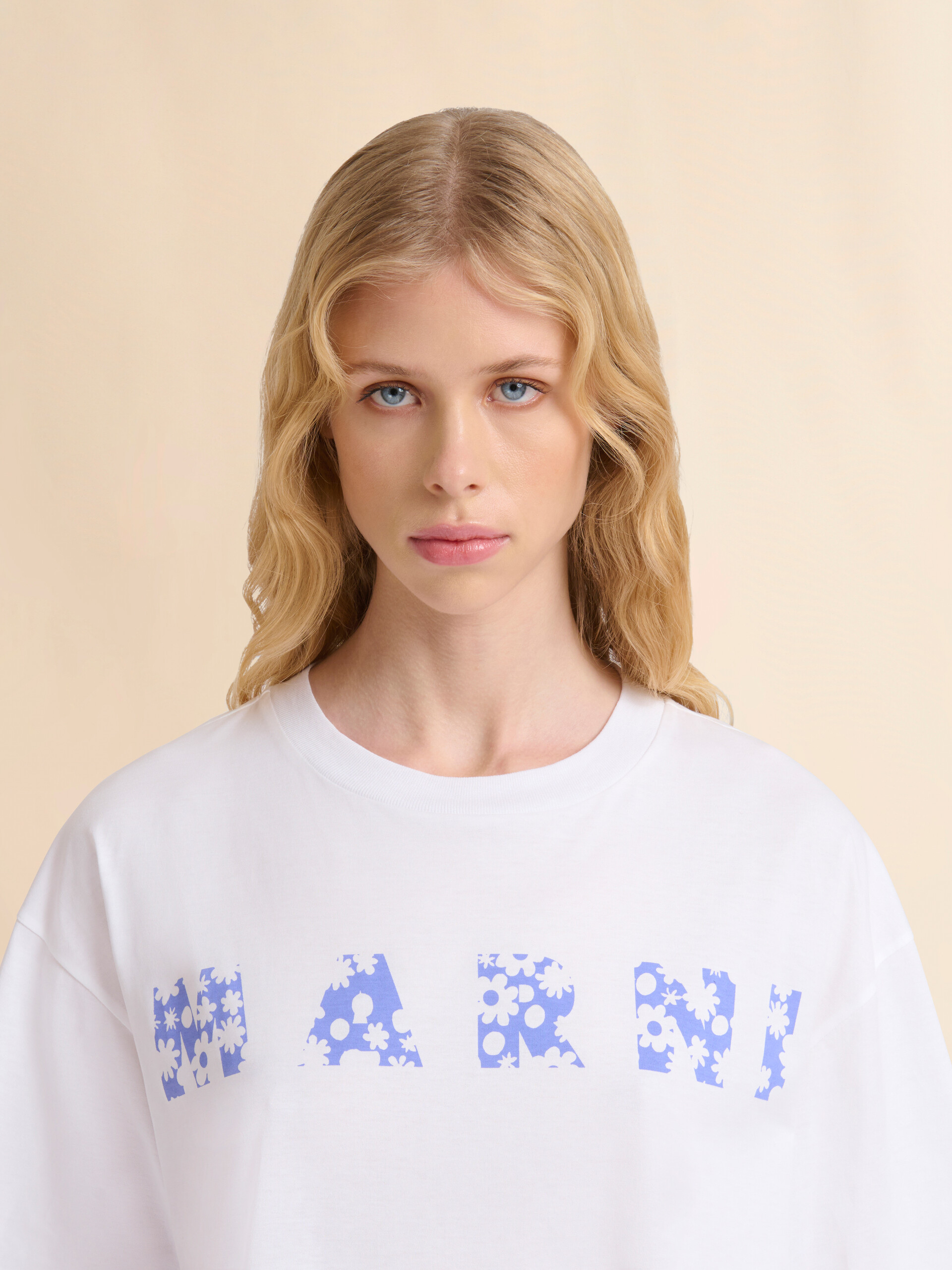 T-shirt with indigo Pop Fields Marni logo - T-shirts - Image 4