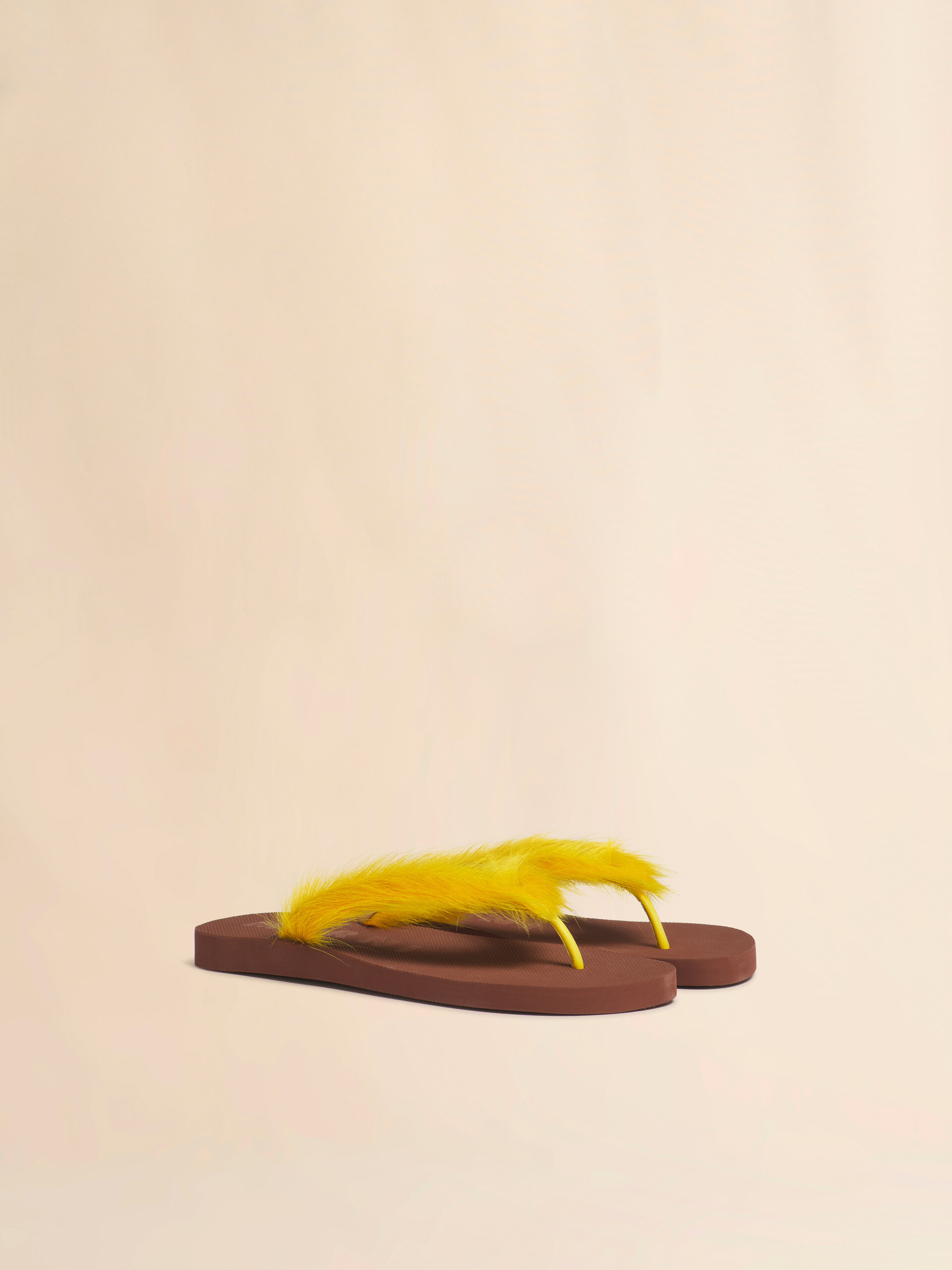 Brown and yellow ponyhair flip-flop - Sandals - Image 2