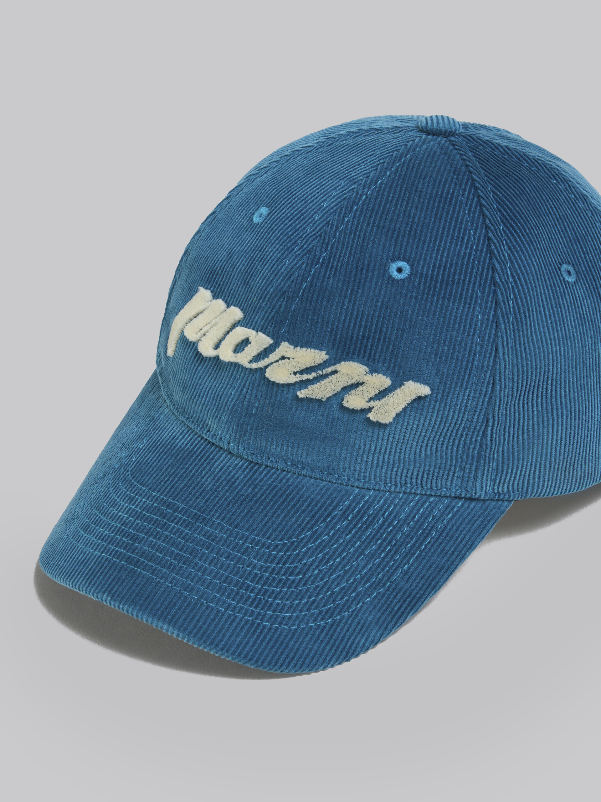 Blue corduroy baseball cap with sponge logo - Hats - Image 4