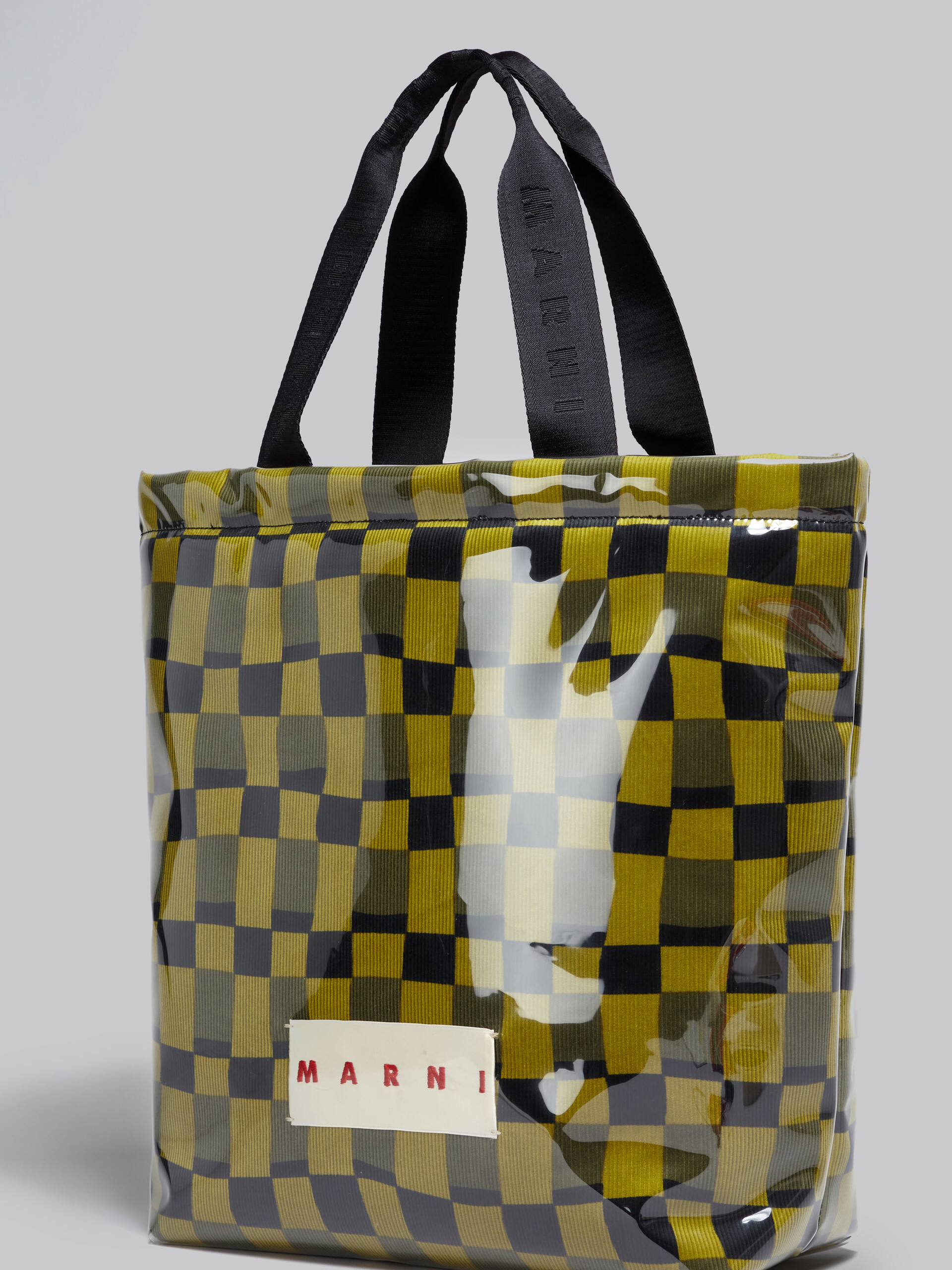 Yellow chequerboard tote with clear wrap - Shopping Bags - Image 5