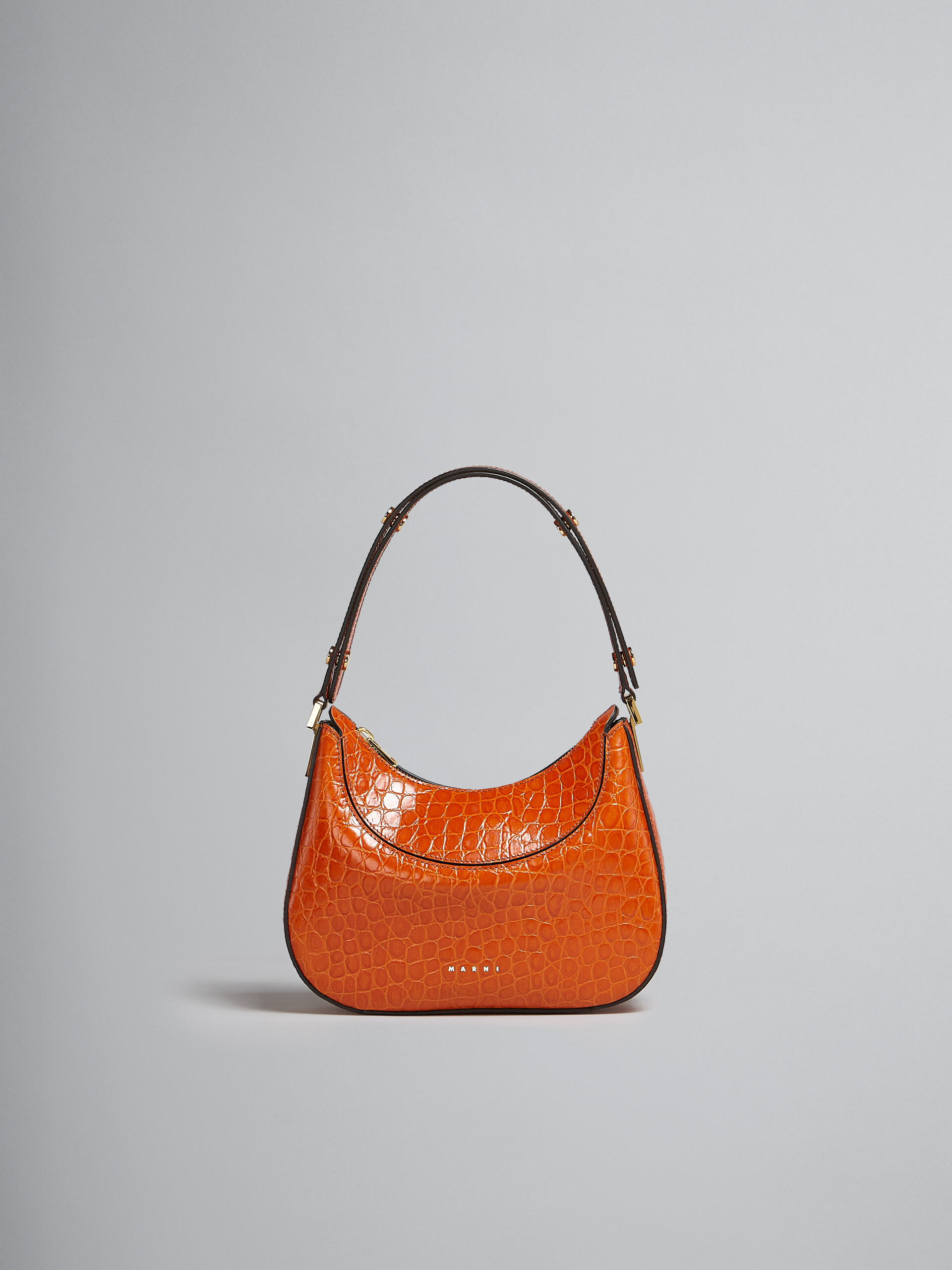 Milano Mini Bag in orange croco print leather - Handbag - Image 1