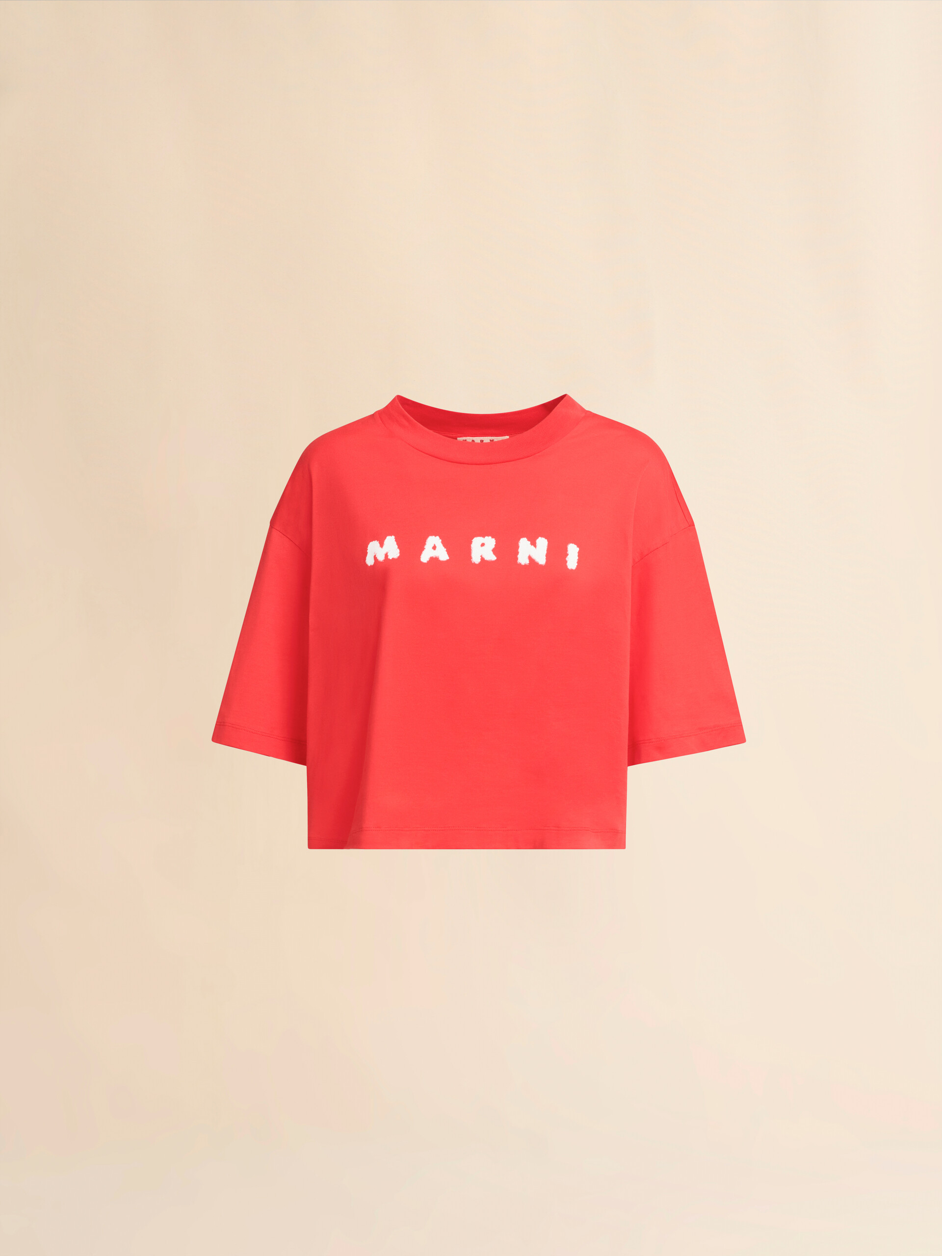 レッド ボクシーTシャツ、マルニスクリブルロゴ入り - Tシャツ - Image 1