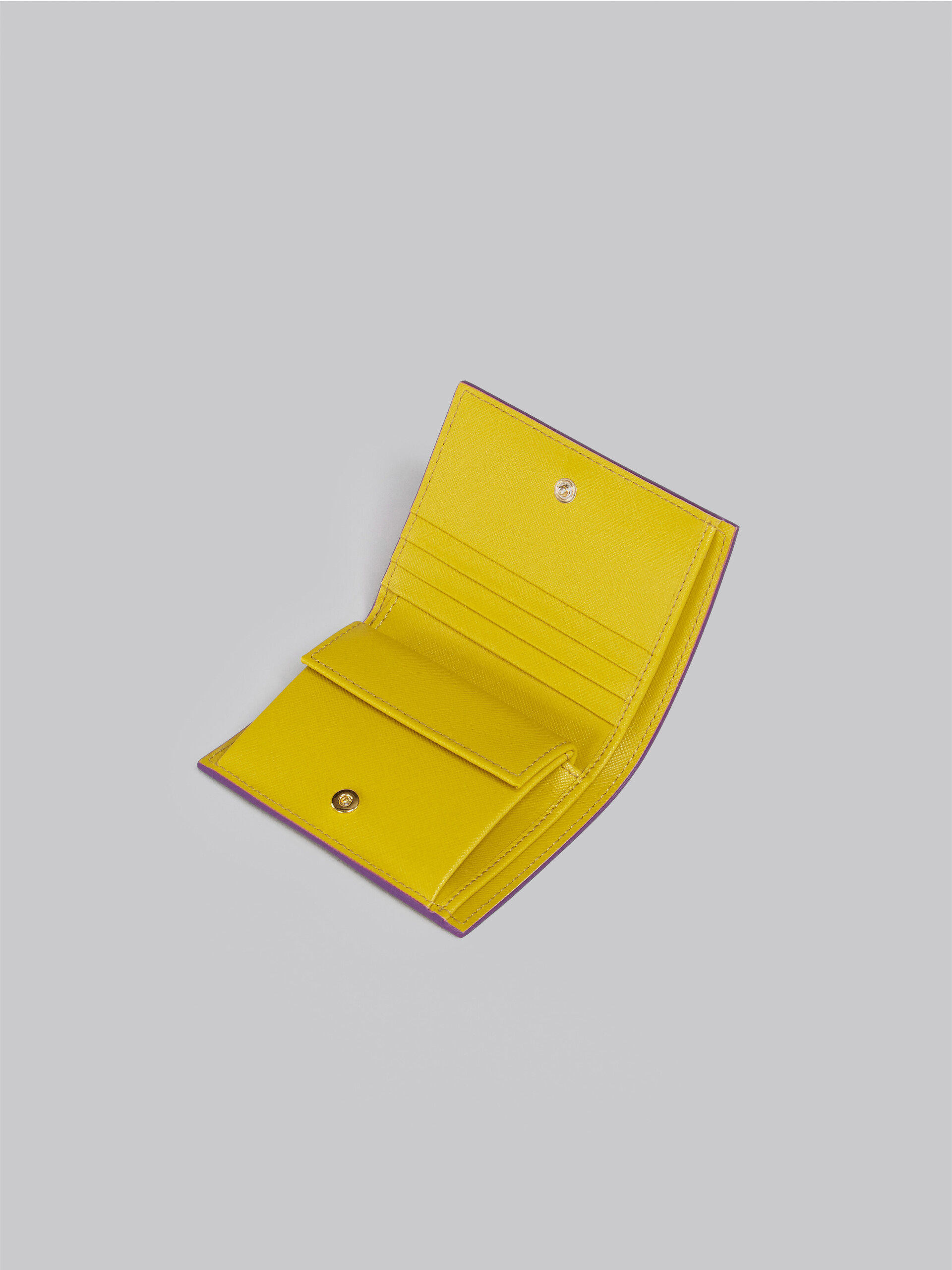 Yellow bi-fold saffiano leather wallet - Wallets - Image 4