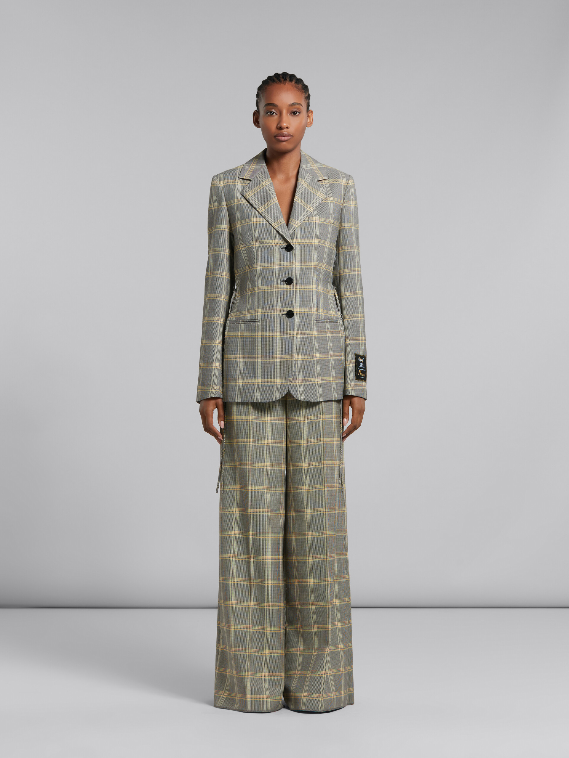 Yellow checked tech wool jacket - Jackets - Image 2