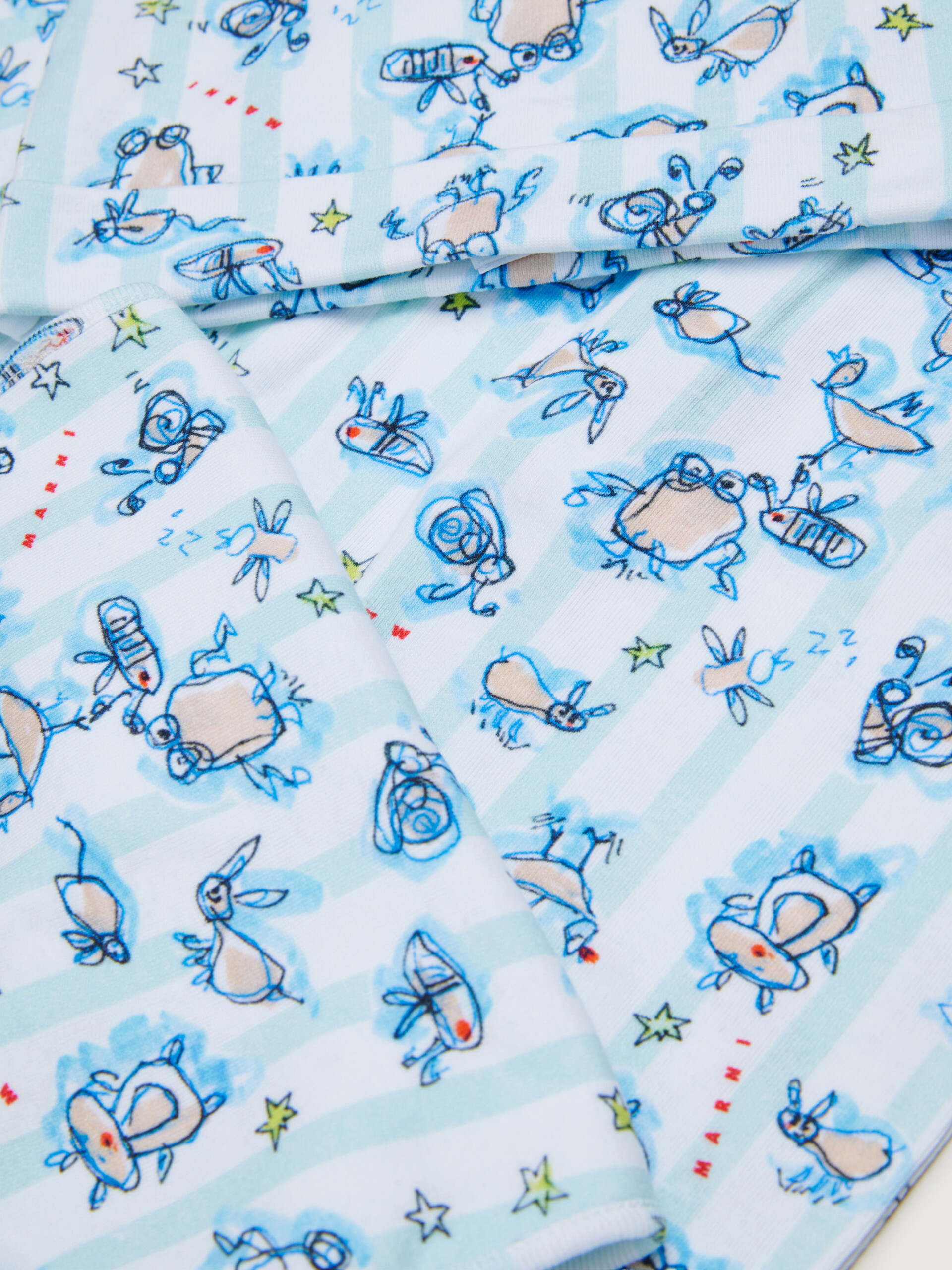 Light blue cotton newborn set with all-over print - Knitwear - Image 3