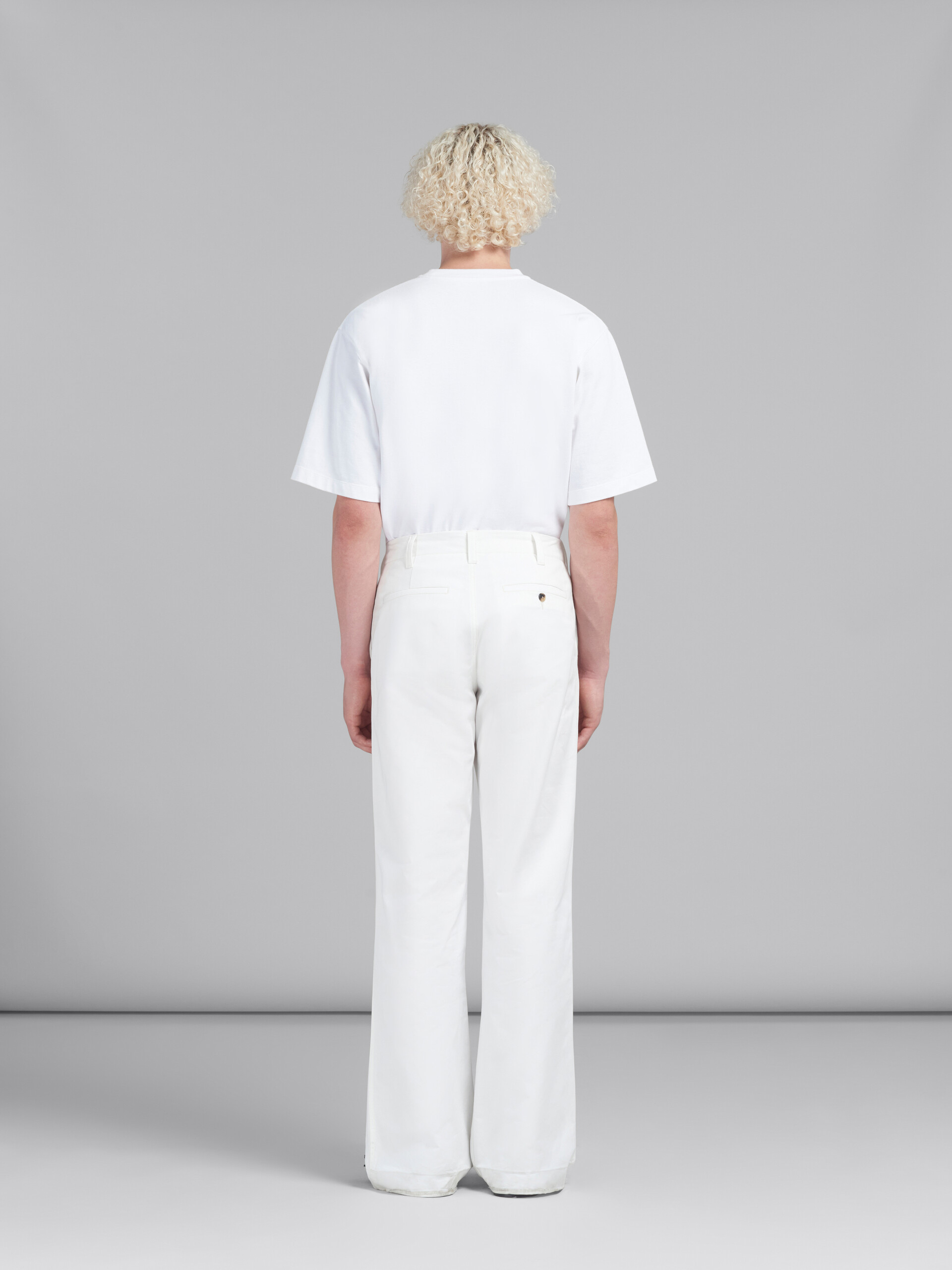 White bio gabardine flared trousers - Pants - Image 3
