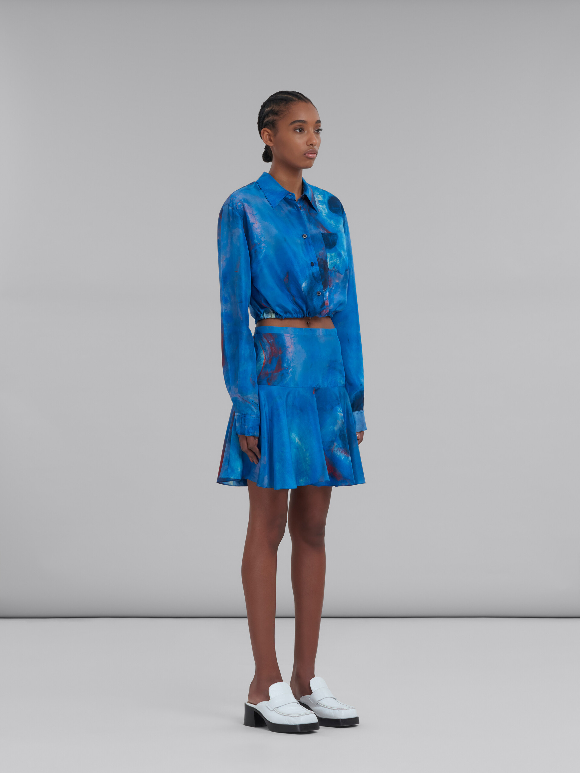 Silk Flounce skirt with Buchi Blu print - Skirts - Image 5