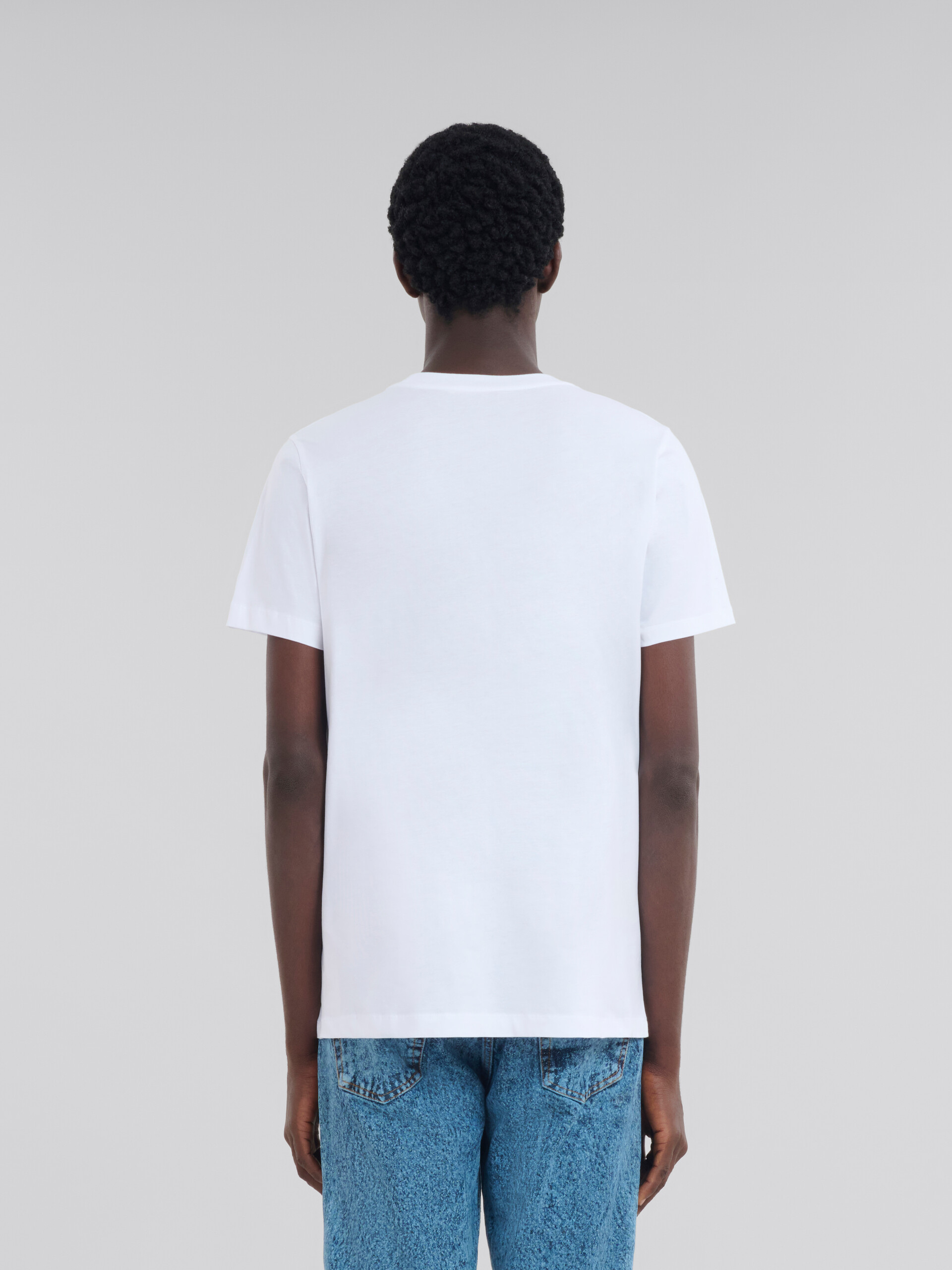 Deep blue organic cotton T-shirt with mini Marni logo - T-shirts - Image 3
