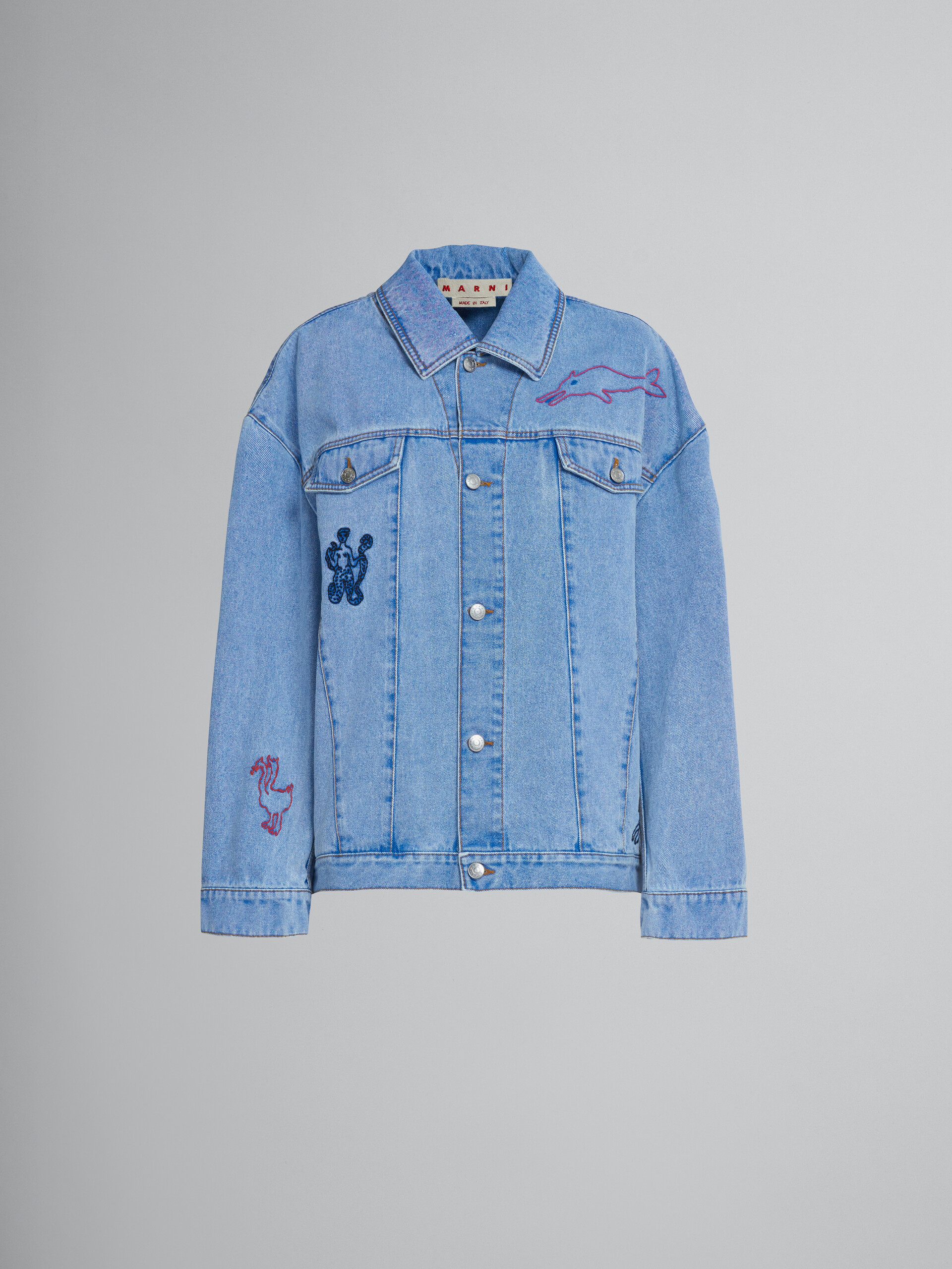 Light blue denim jacket with embroidery - Jackets - Image 1