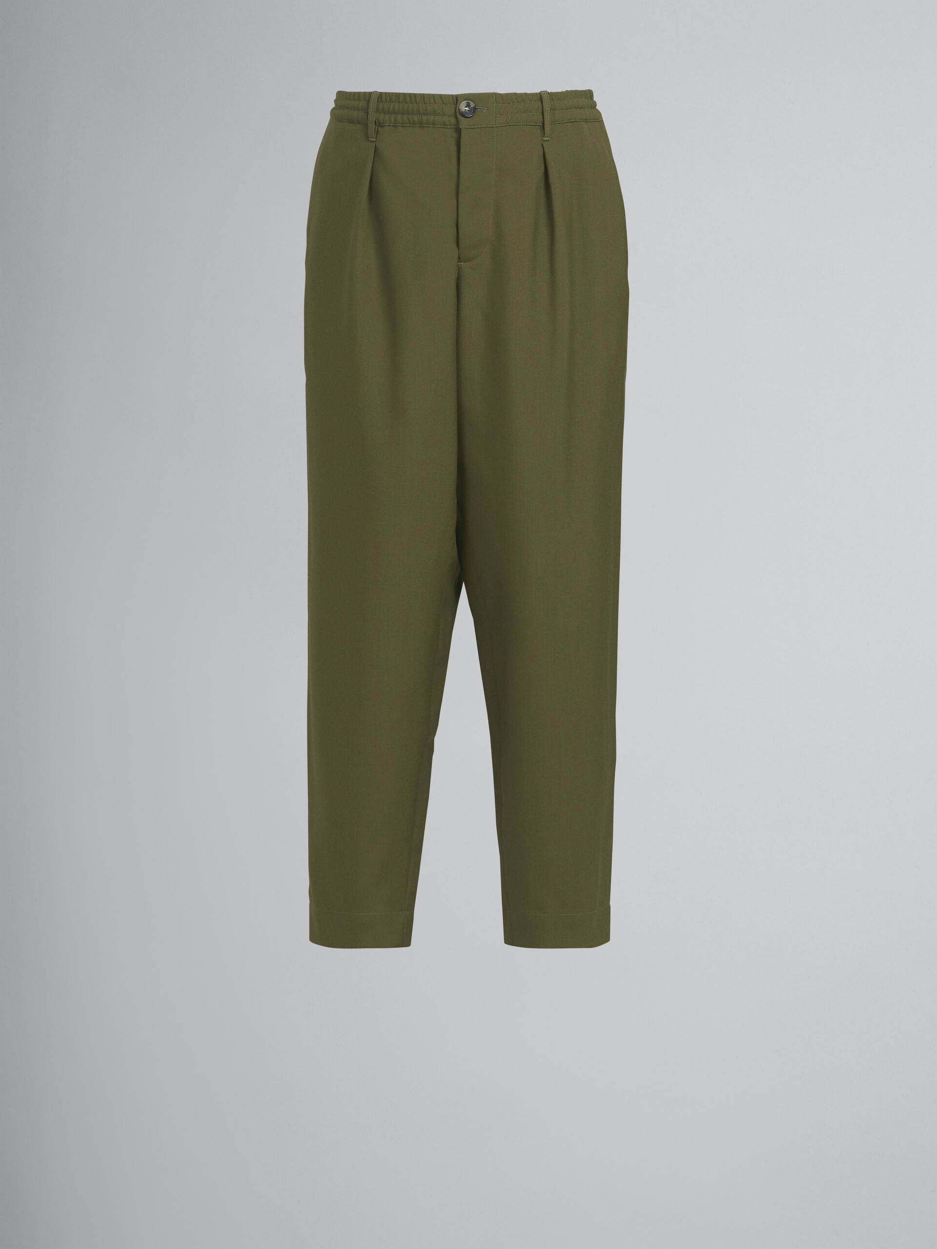 Green tropical wool cropped trousers - Pants - Image 1