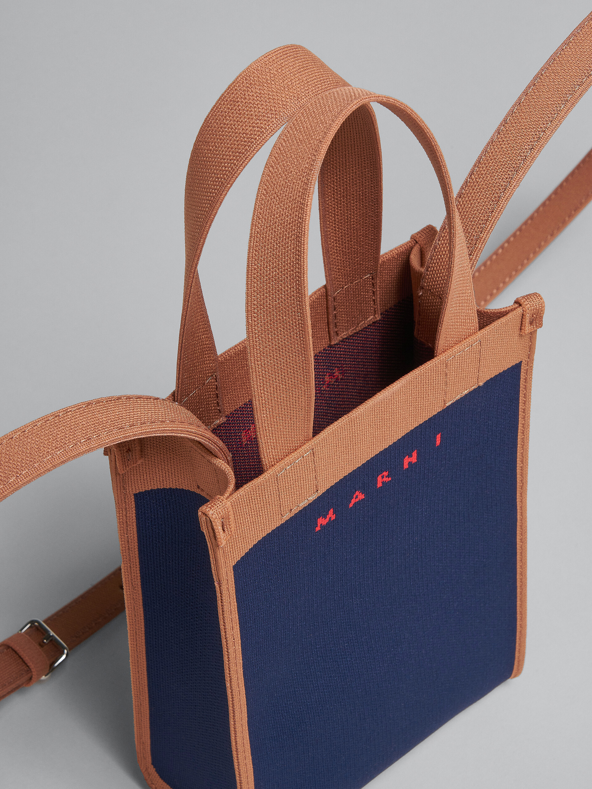 Blue and brown jacquard shoulder bag - Shoulder Bags - Image 4