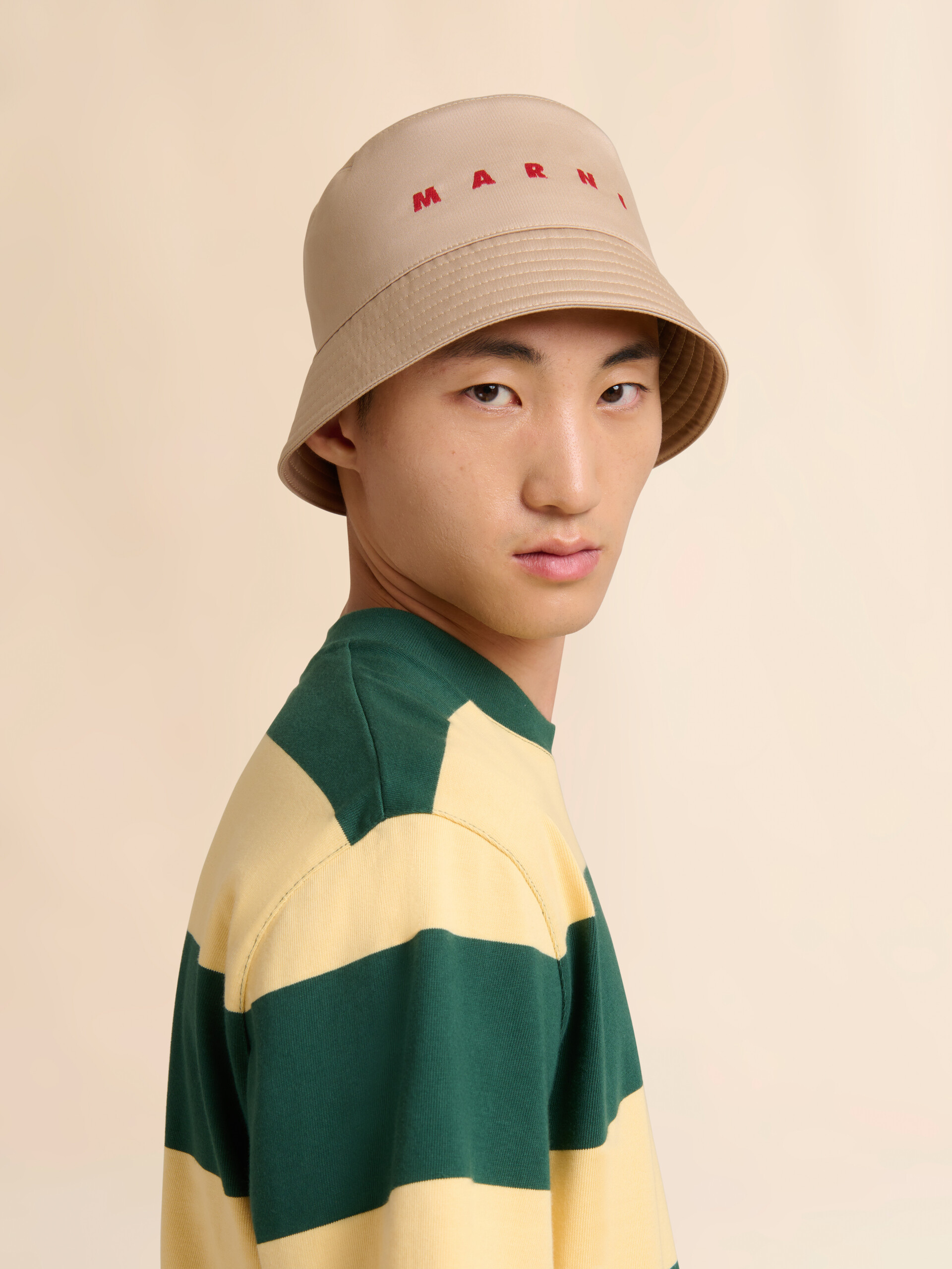 Turquoise water-repellent gabardine bucket hat with embroidered logo - Hats - Image 2