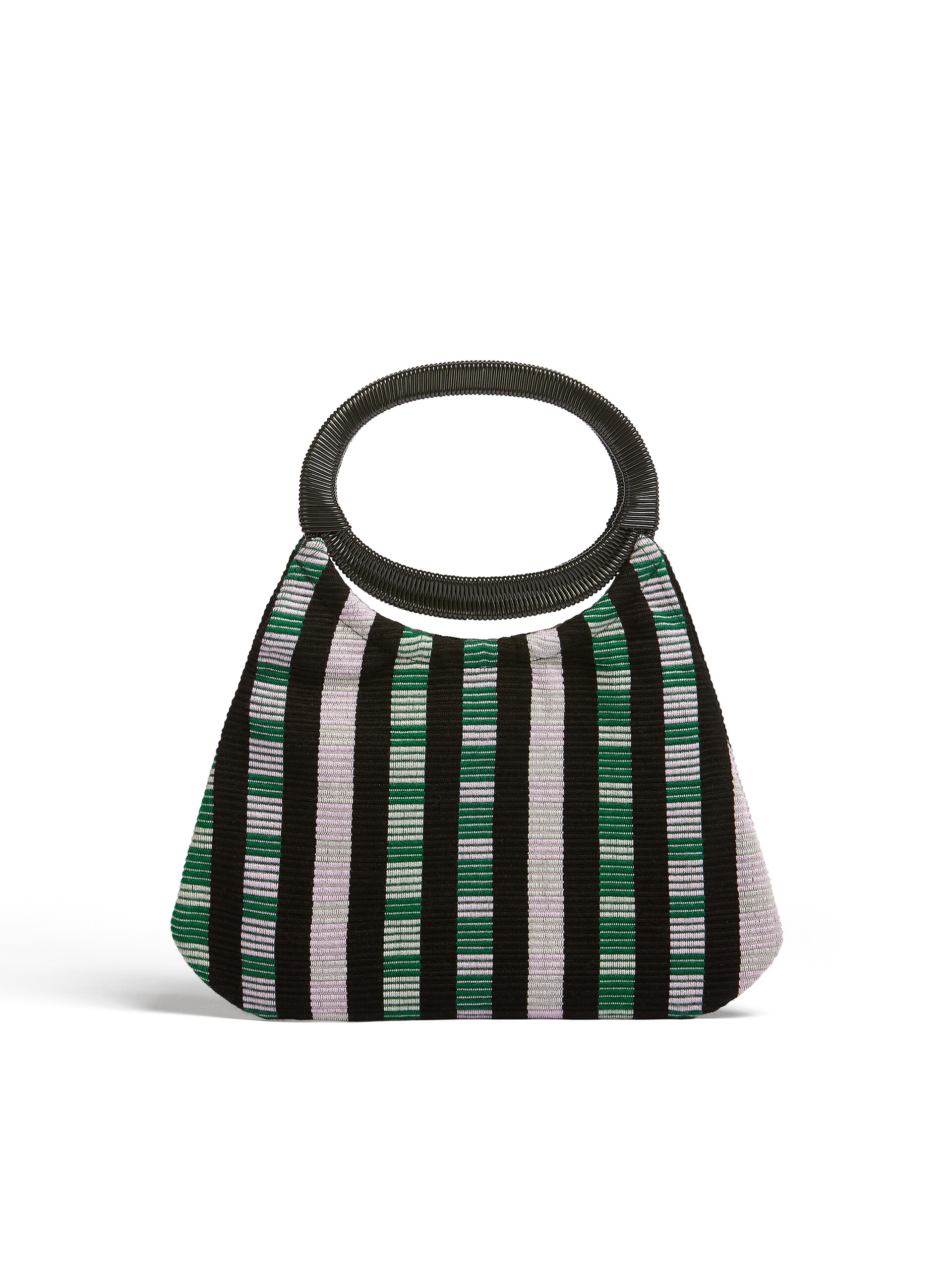 MARNI MARKET BOAT bag in multicolor lilac striped cotton - Furniture - Image 3