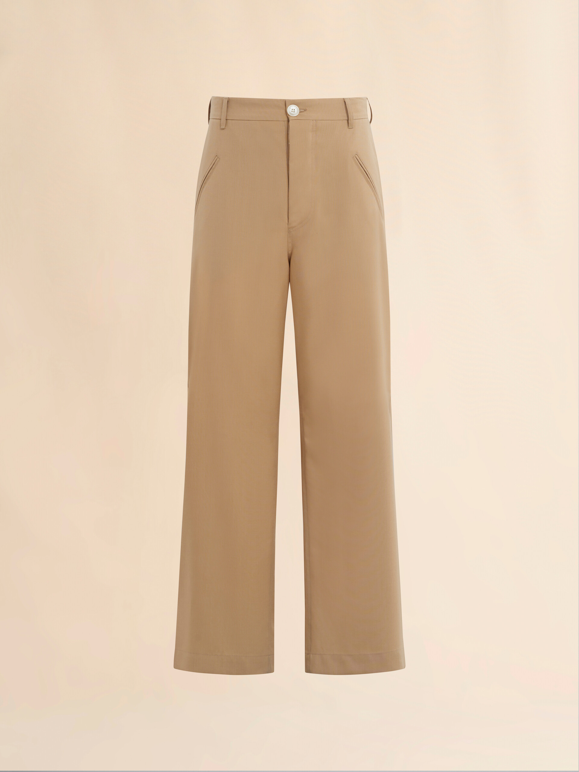 Pantalon droit marron clair en laine - Pantalons - Image 1