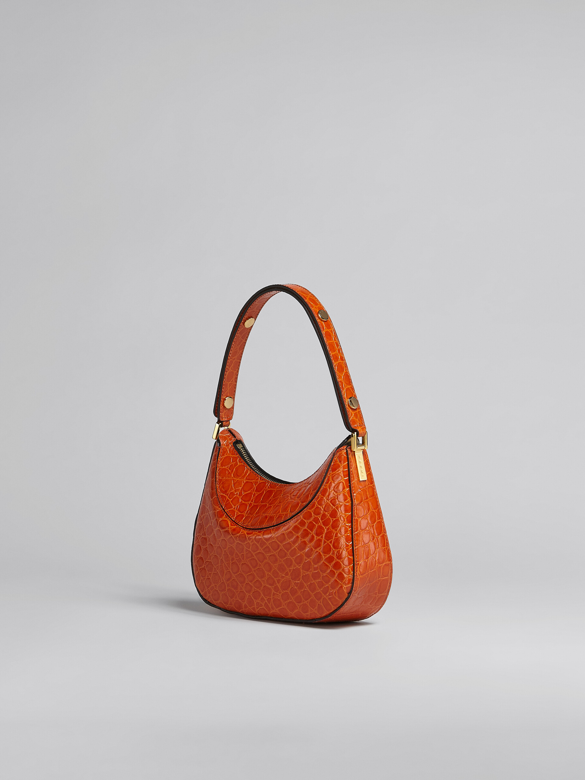 Milano Mini Bag in orange croco print leather - Handbags - Image 3