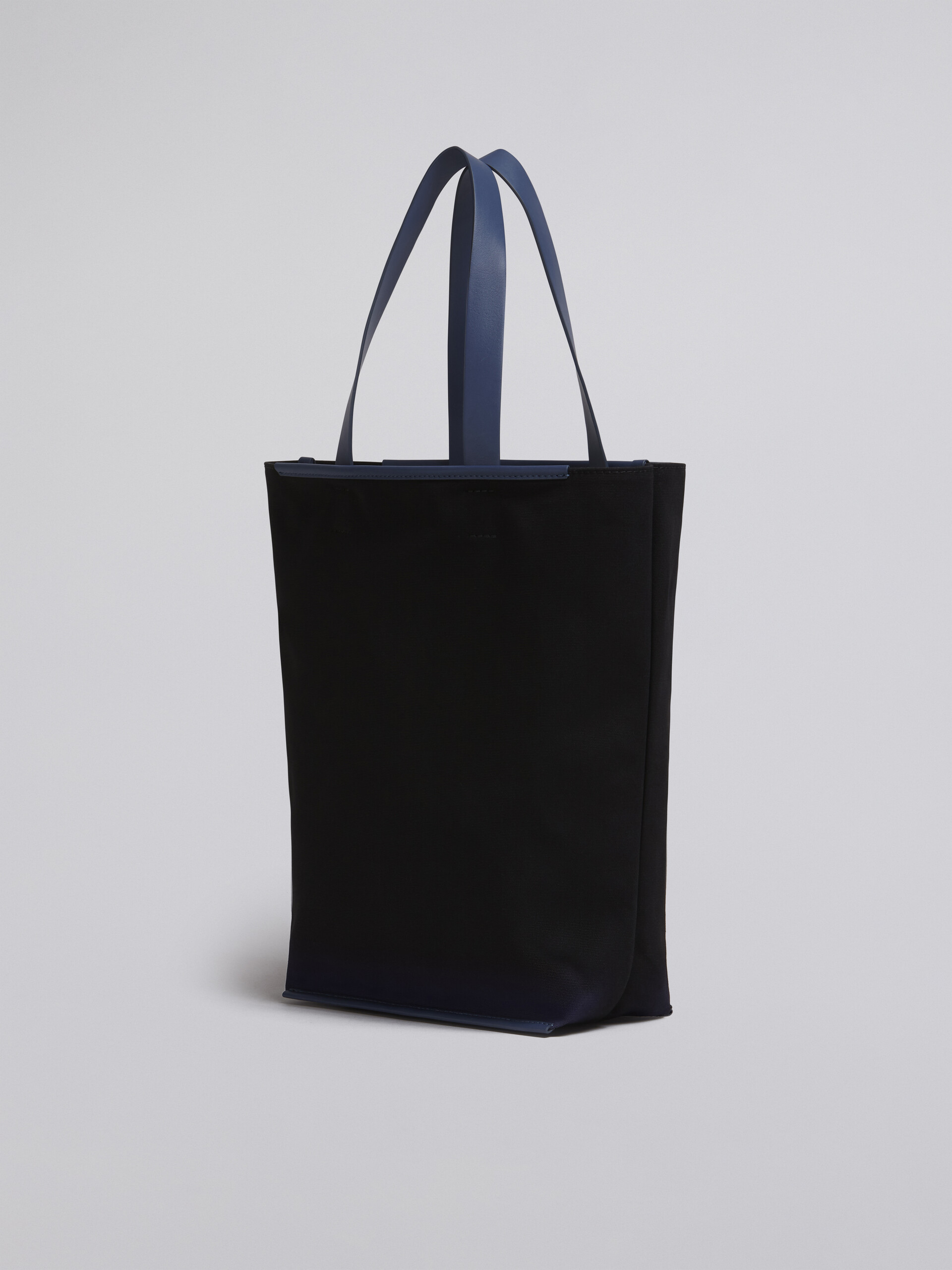 North-South cotton canvas shopping bag with outline blue sprayed motif - Shopping Bags - Image 2