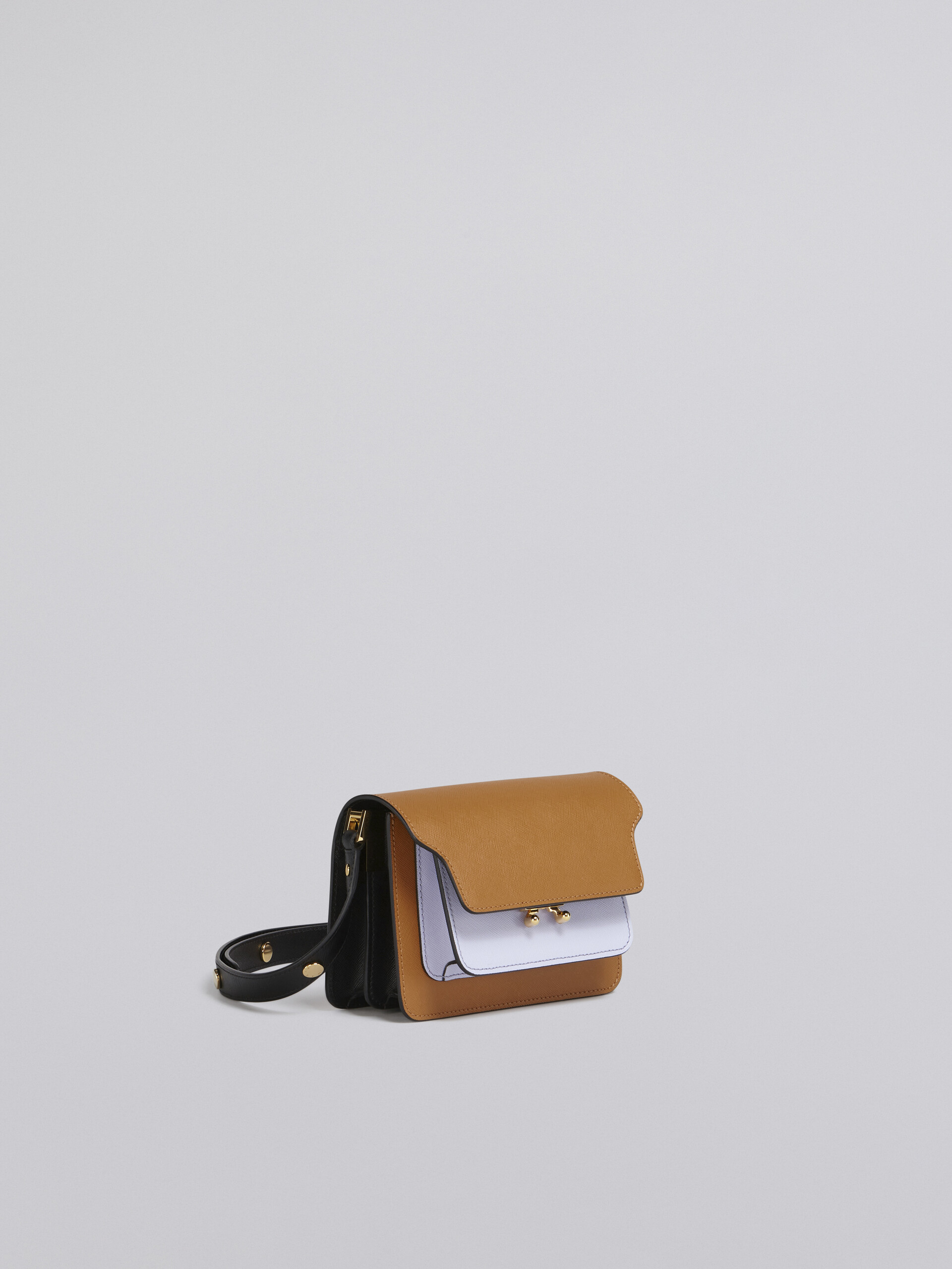 Mini sac TRUNK en cuir saffiano marron, lilas et noir - Sacs portés épaule - Image 6