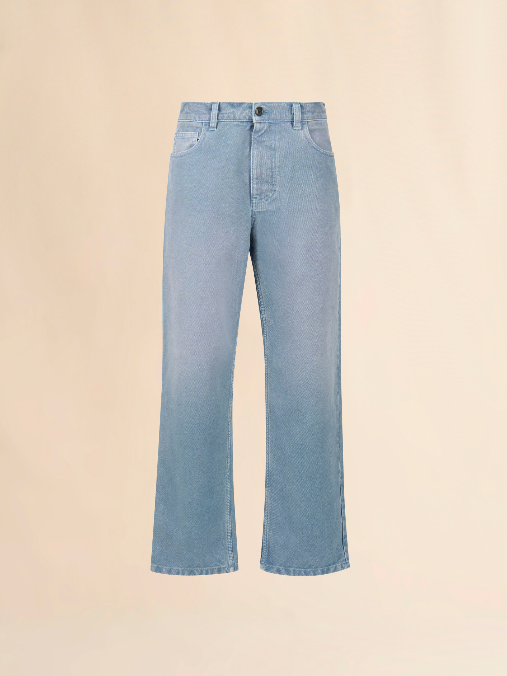 Light blue canvas boyfriend trousers - Pants - Image 1