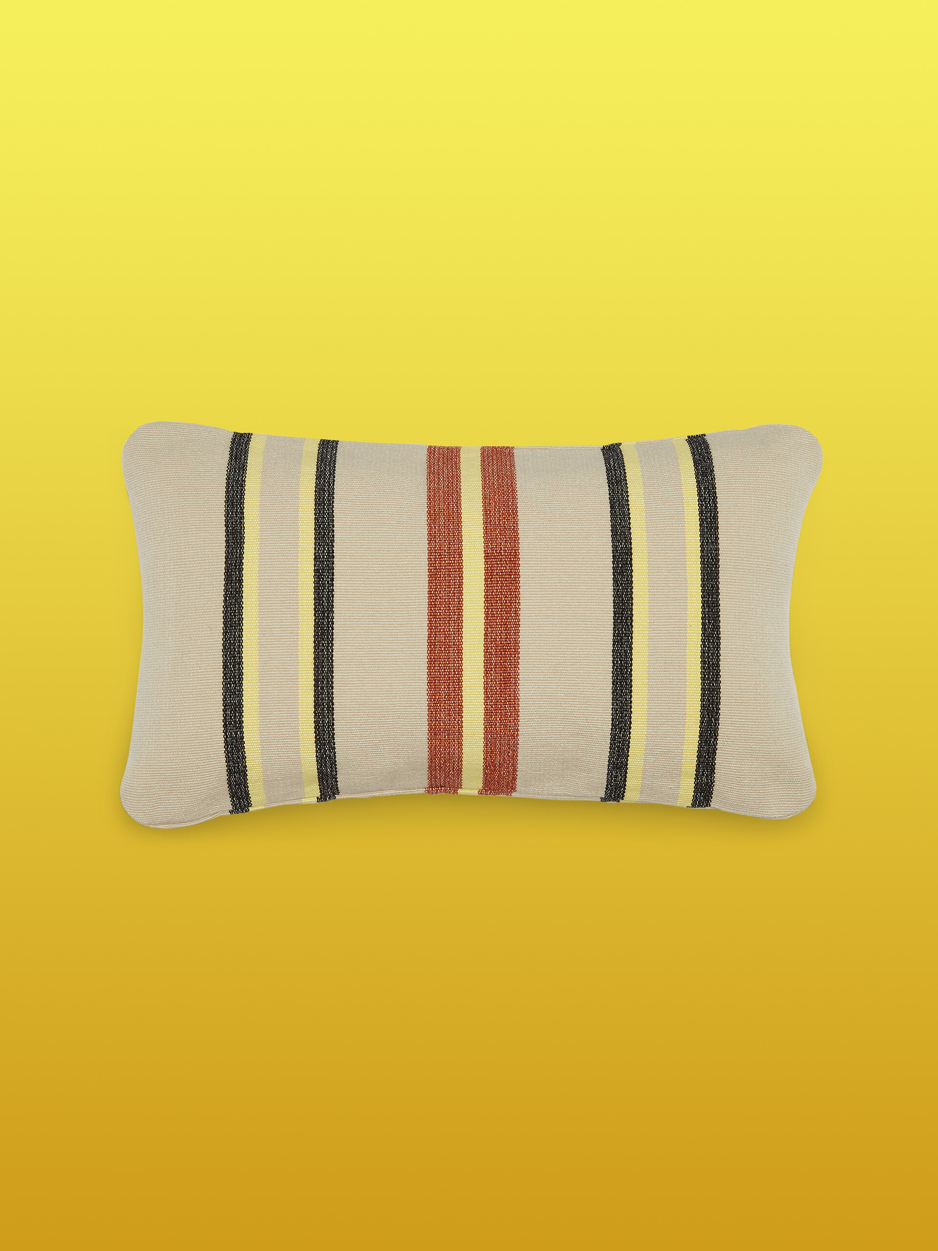 MARNI MARKET rectangular pillow cover in polyester with beige yellow and black vertical stripes - Furniture - Image 1