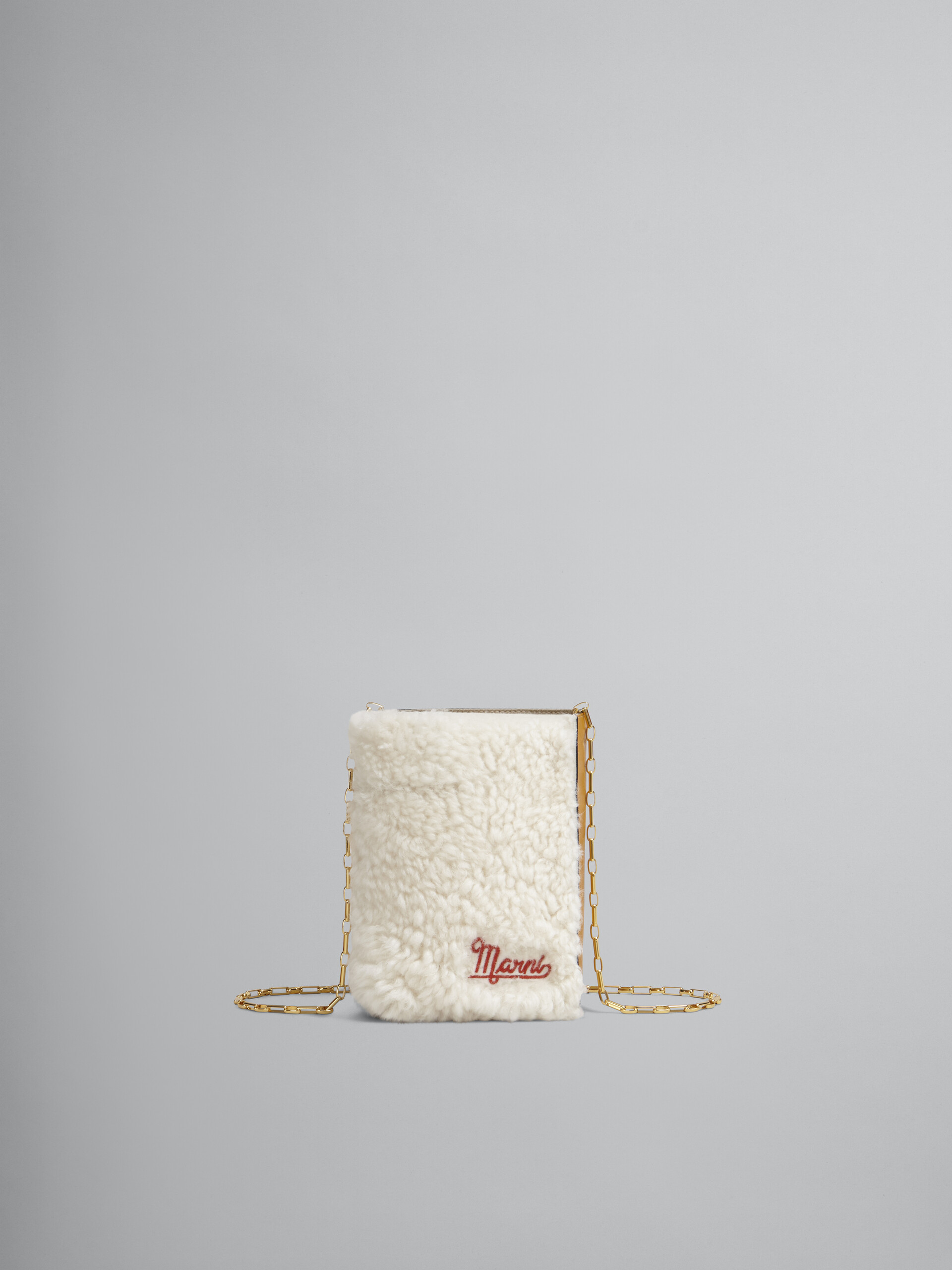 MUSEO SOFT nano bag in white shearling - Shoulder Bags - Image 1
