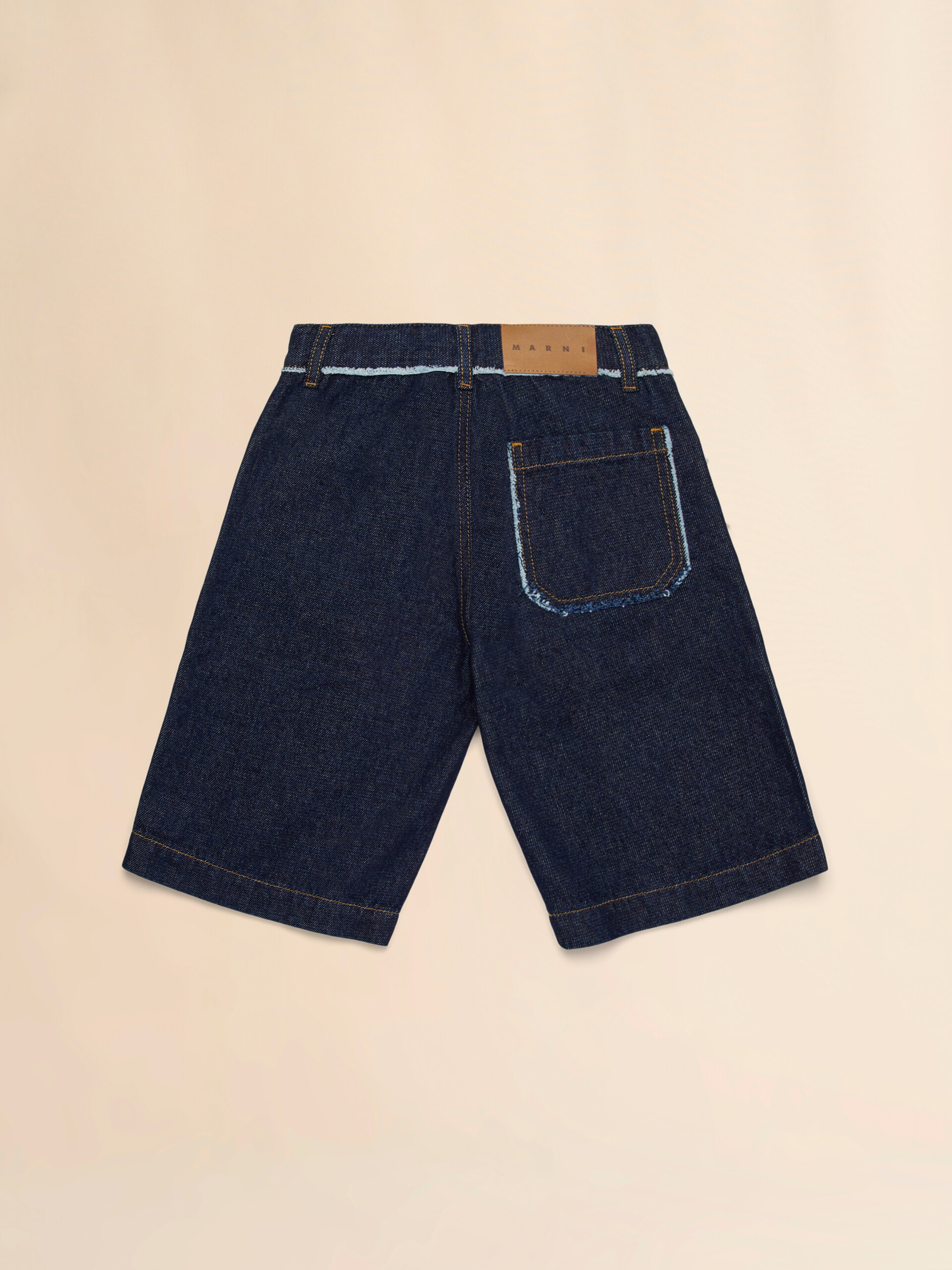Dark denim shorts with frayed details - Pants - Image 2