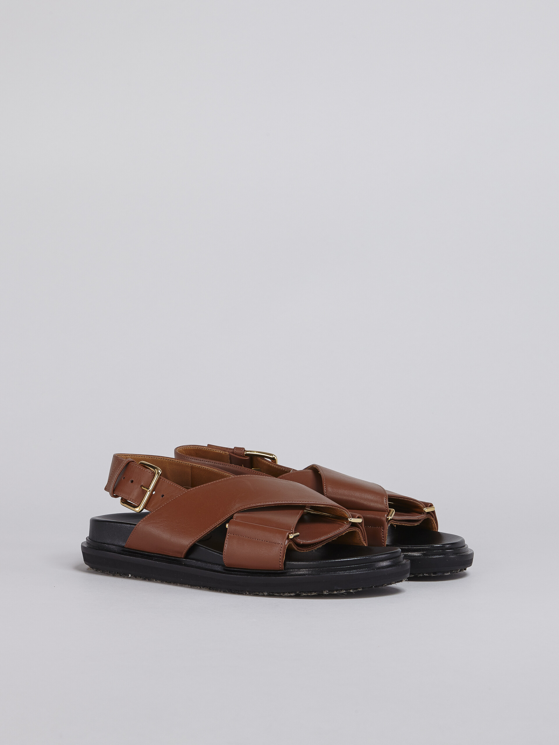 Brown smooth calf leather fussbett - Sandals - Image 2