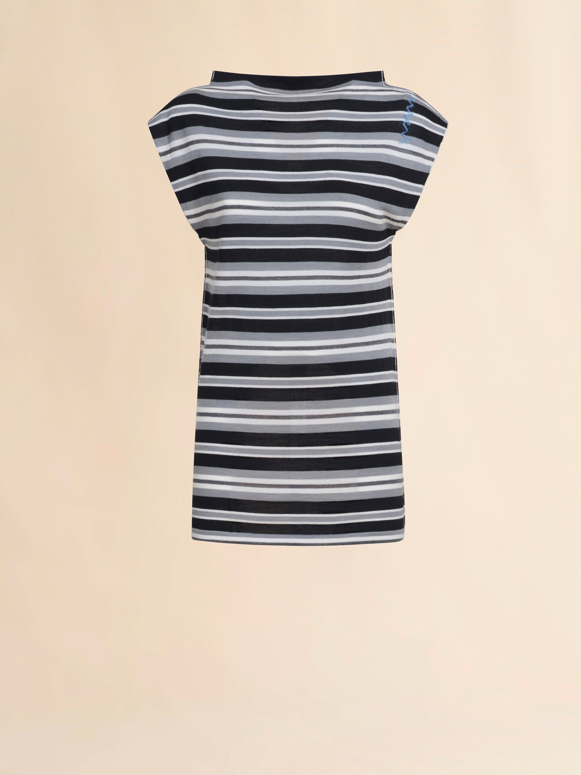 Sleeveless striped knitted top with contrasting back panel - Pullovers - Image 1