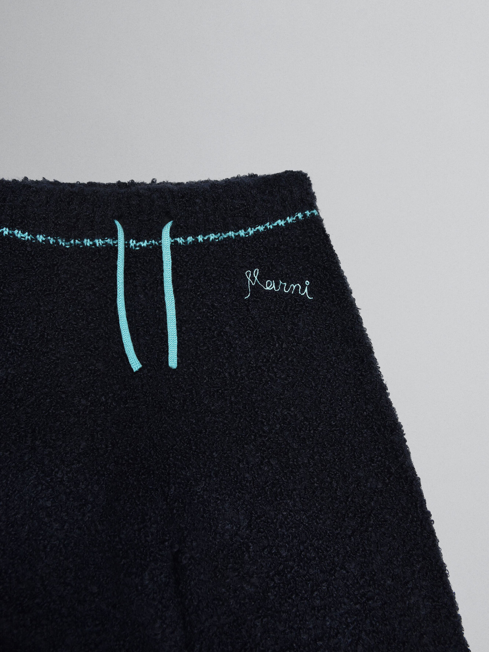 Navy blue teddy track pants with embroidery - Pants - Image 3