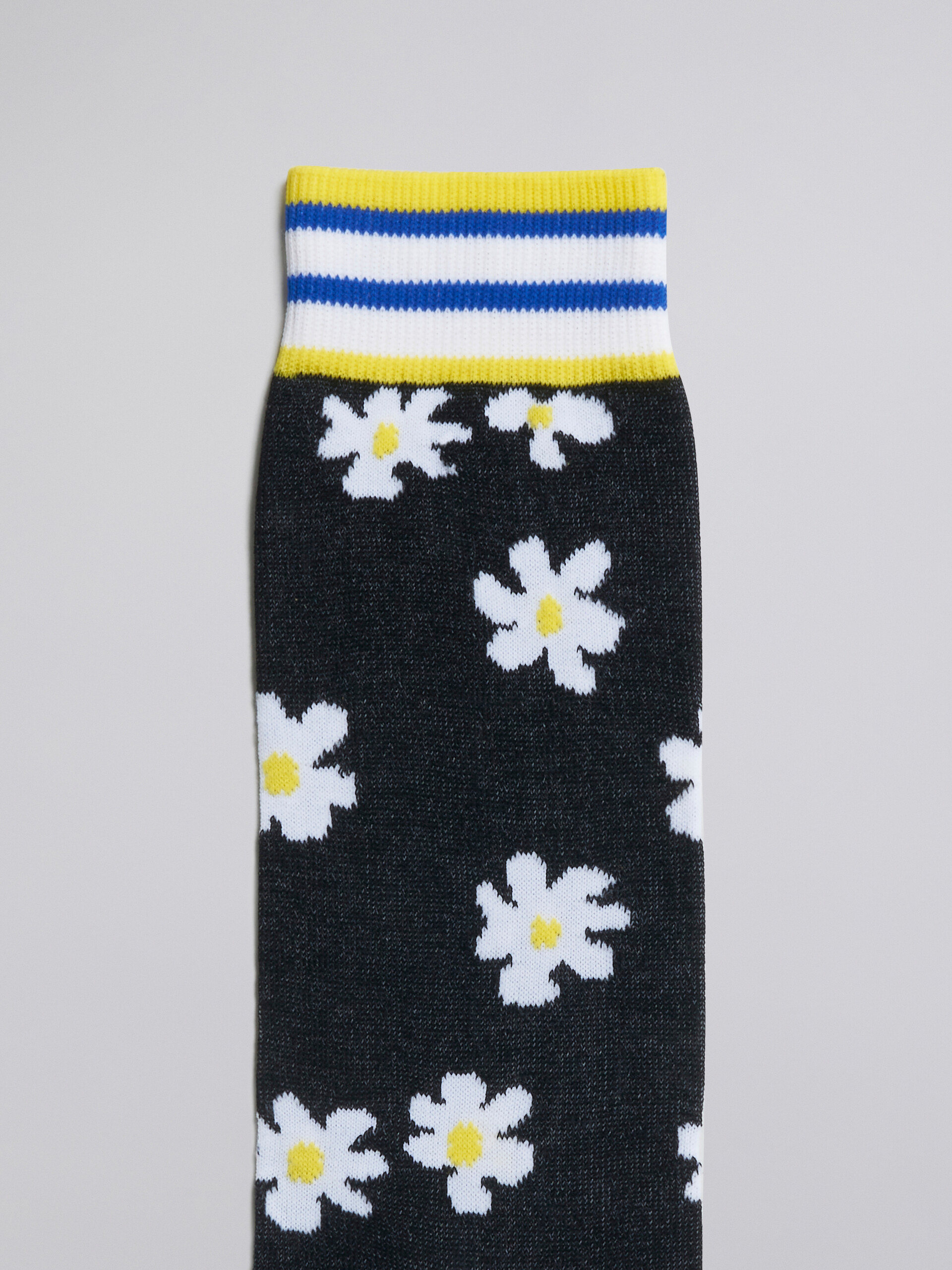 Black Daisy cotton and nylon sock - Socks - Image 3