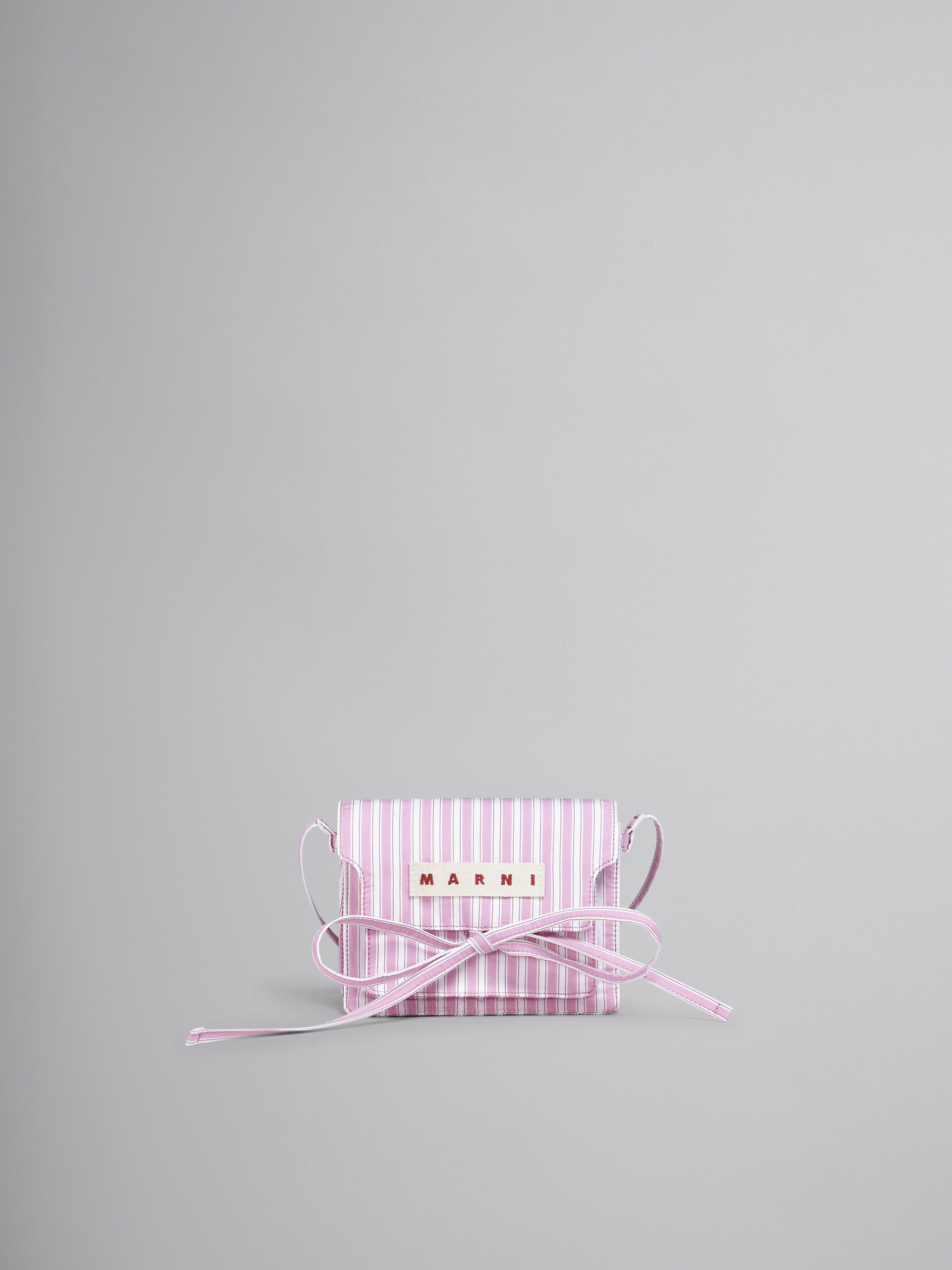 TRUNK SOFT mini bag in pink and white striped poplin - Shoulder Bags - Image 1