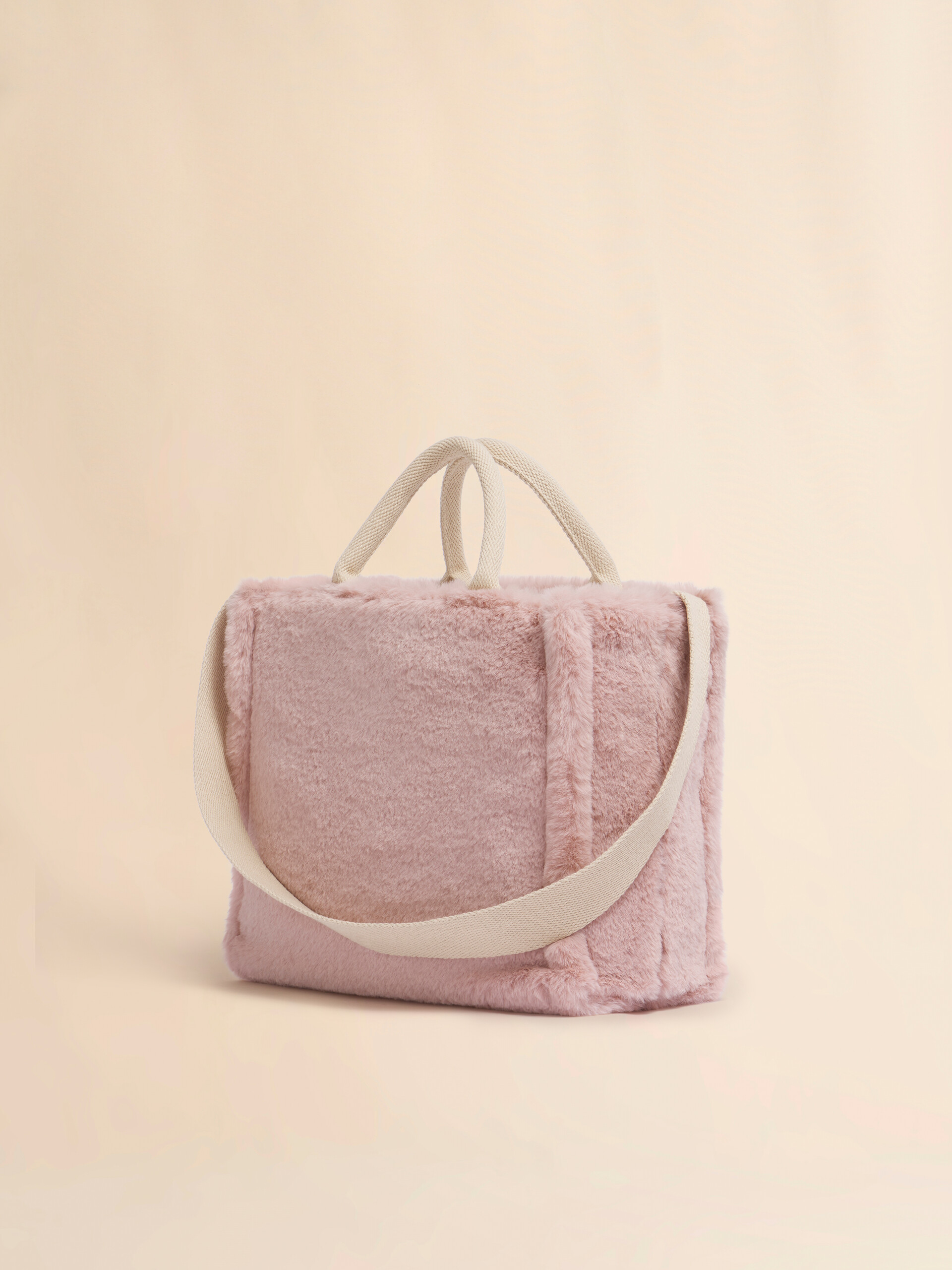ライトブルー フェイクファー製バスケットショッパー - ショッピングバッグ - Image 3
