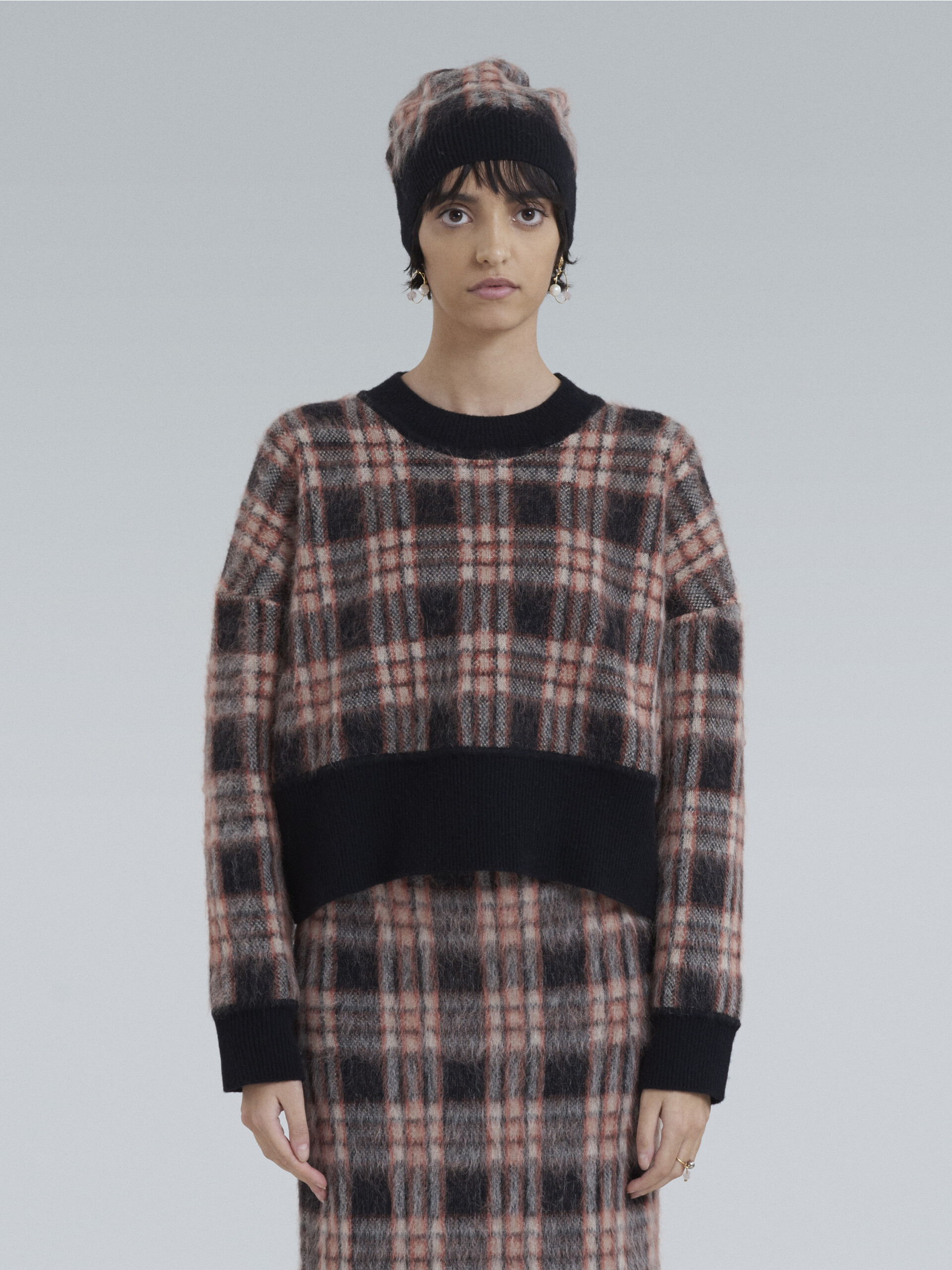 Wool and brushed mohair checked sweater - Pullovers - Image 2