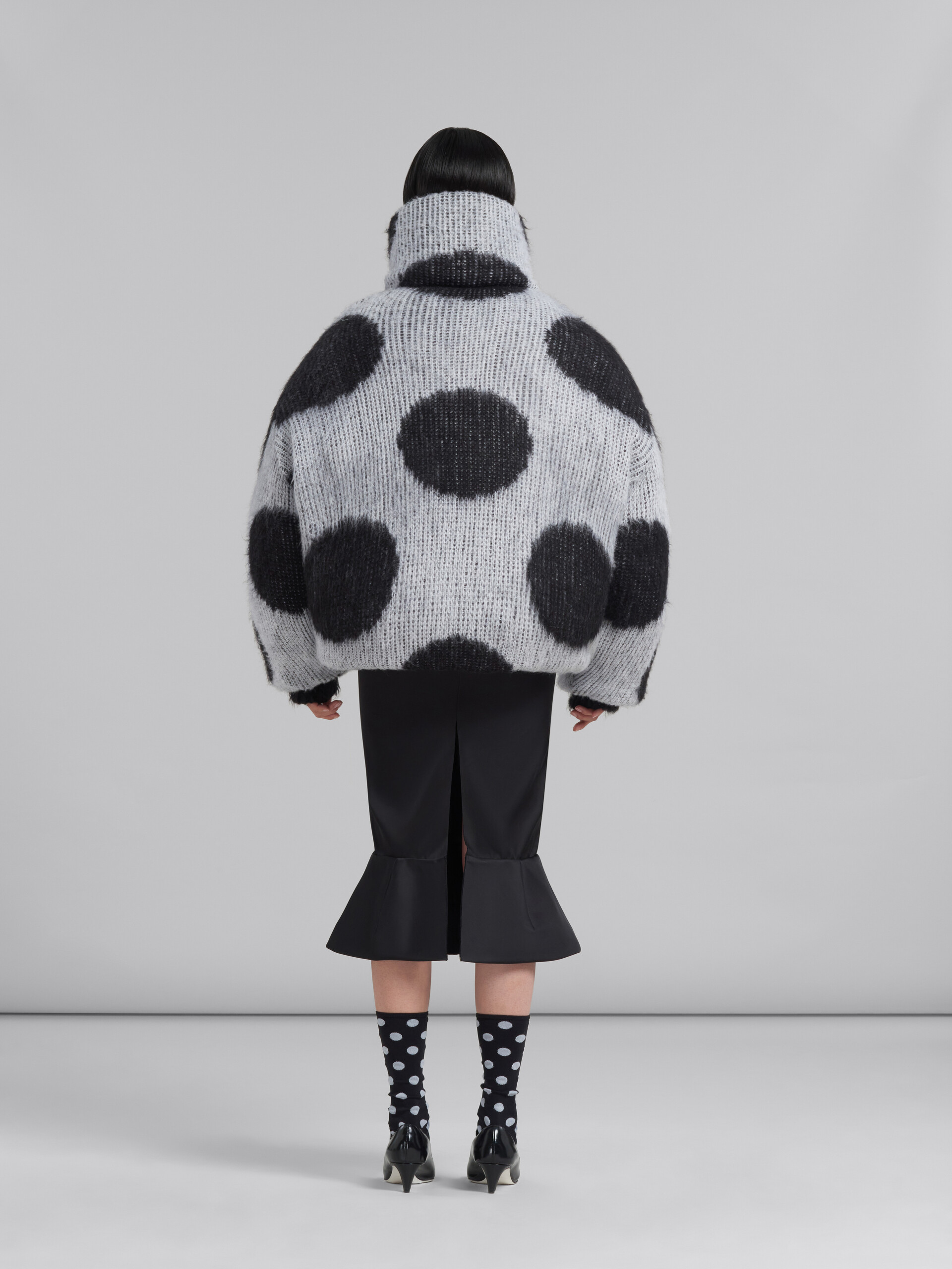 White oversized mohair jacket with polka dots - Winter jackets - Image 3