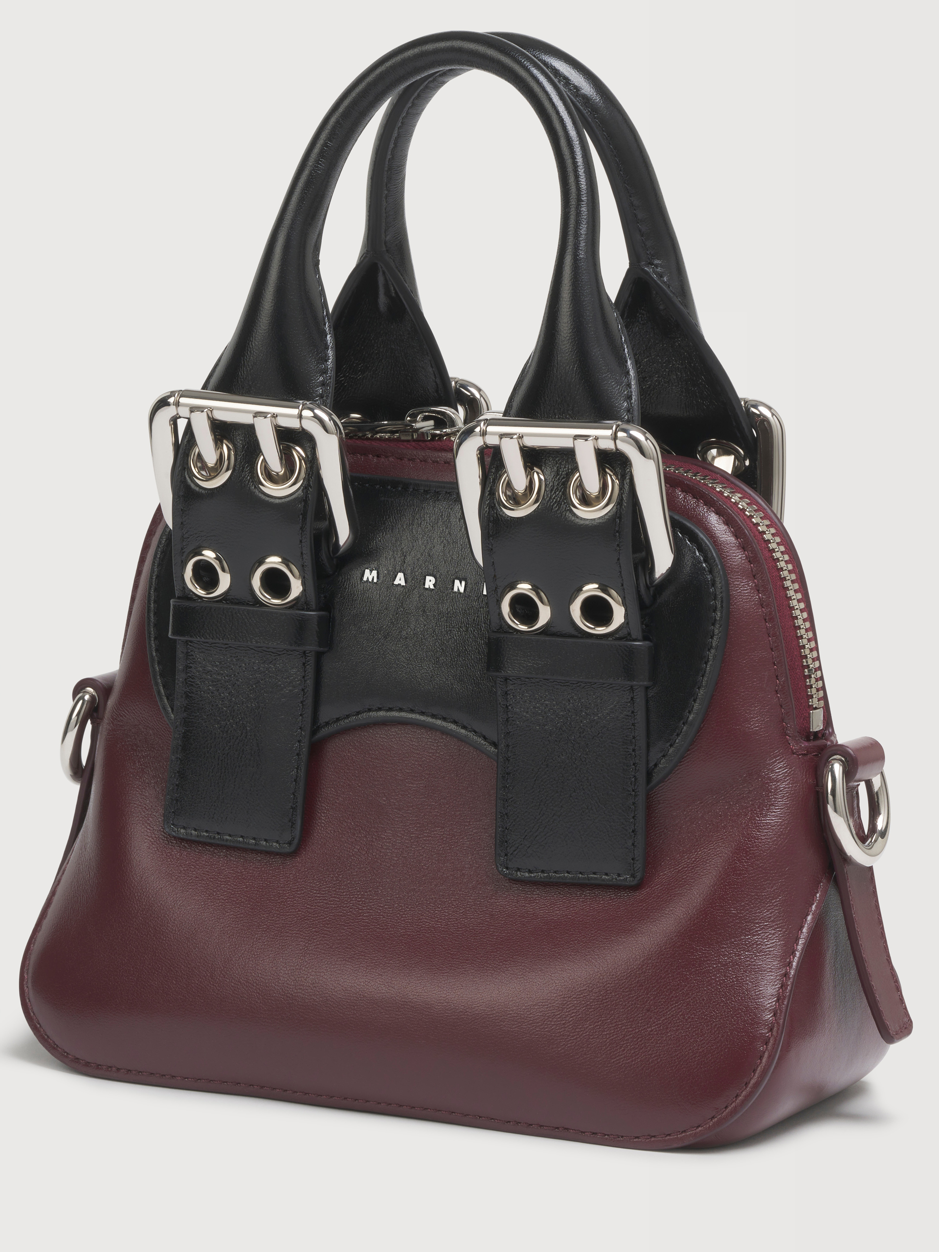 Burgundy and black leather mini Belte Bag - Handbags - Image 5