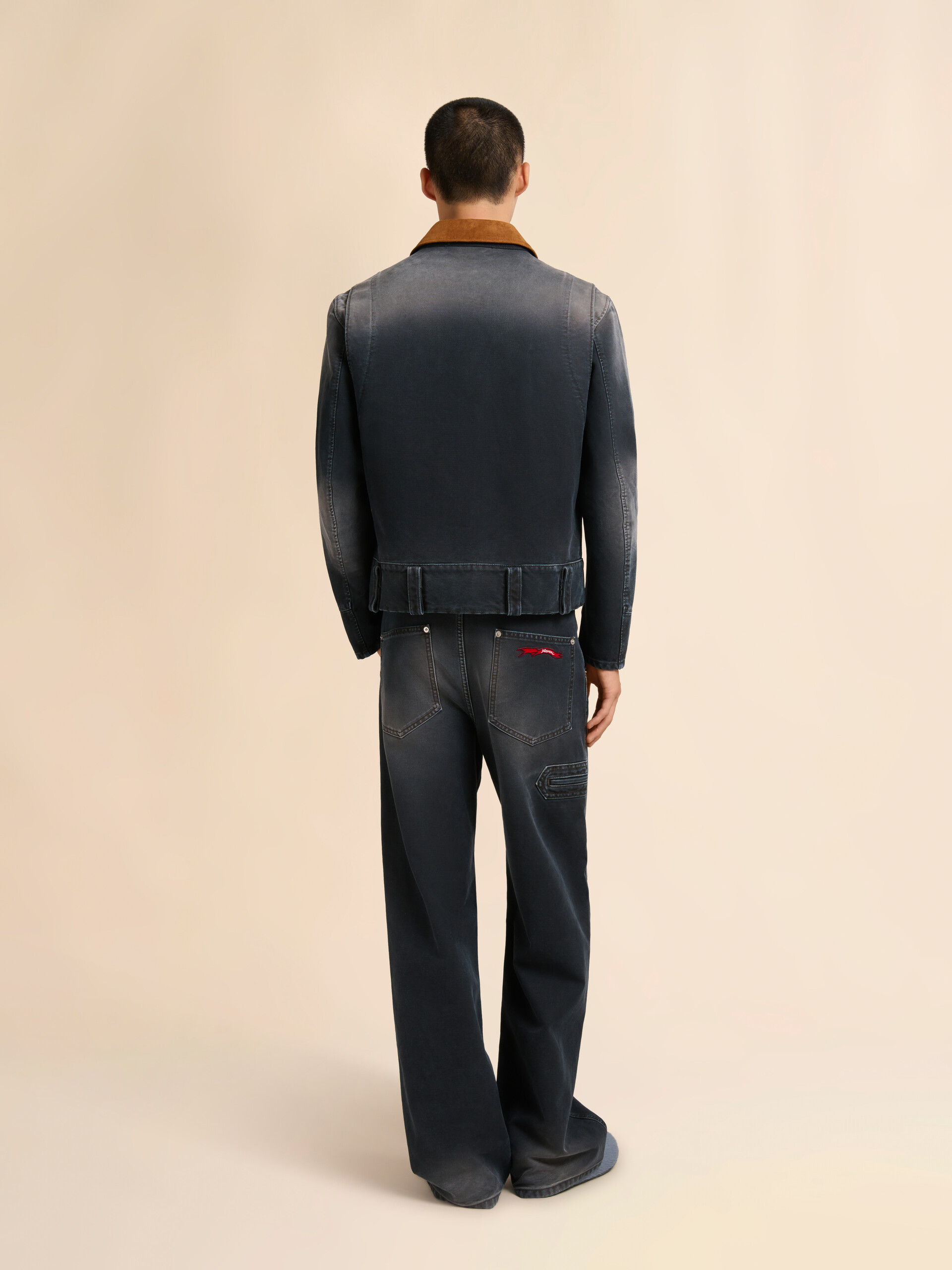 Black canvas jacket with contrast collar - Jackets - Image 3