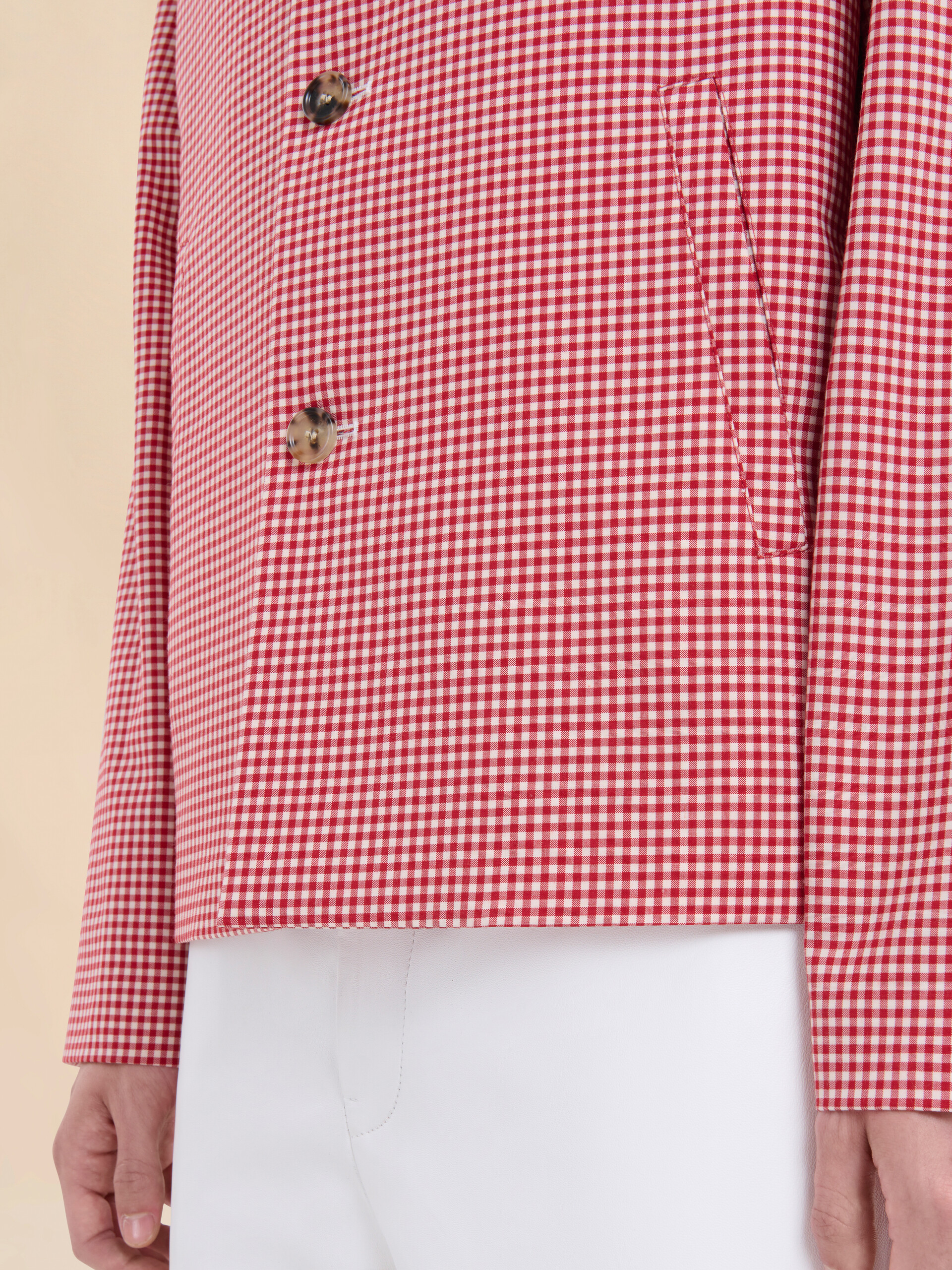 Red and white gingham wool jacket - Jackets - Image 5