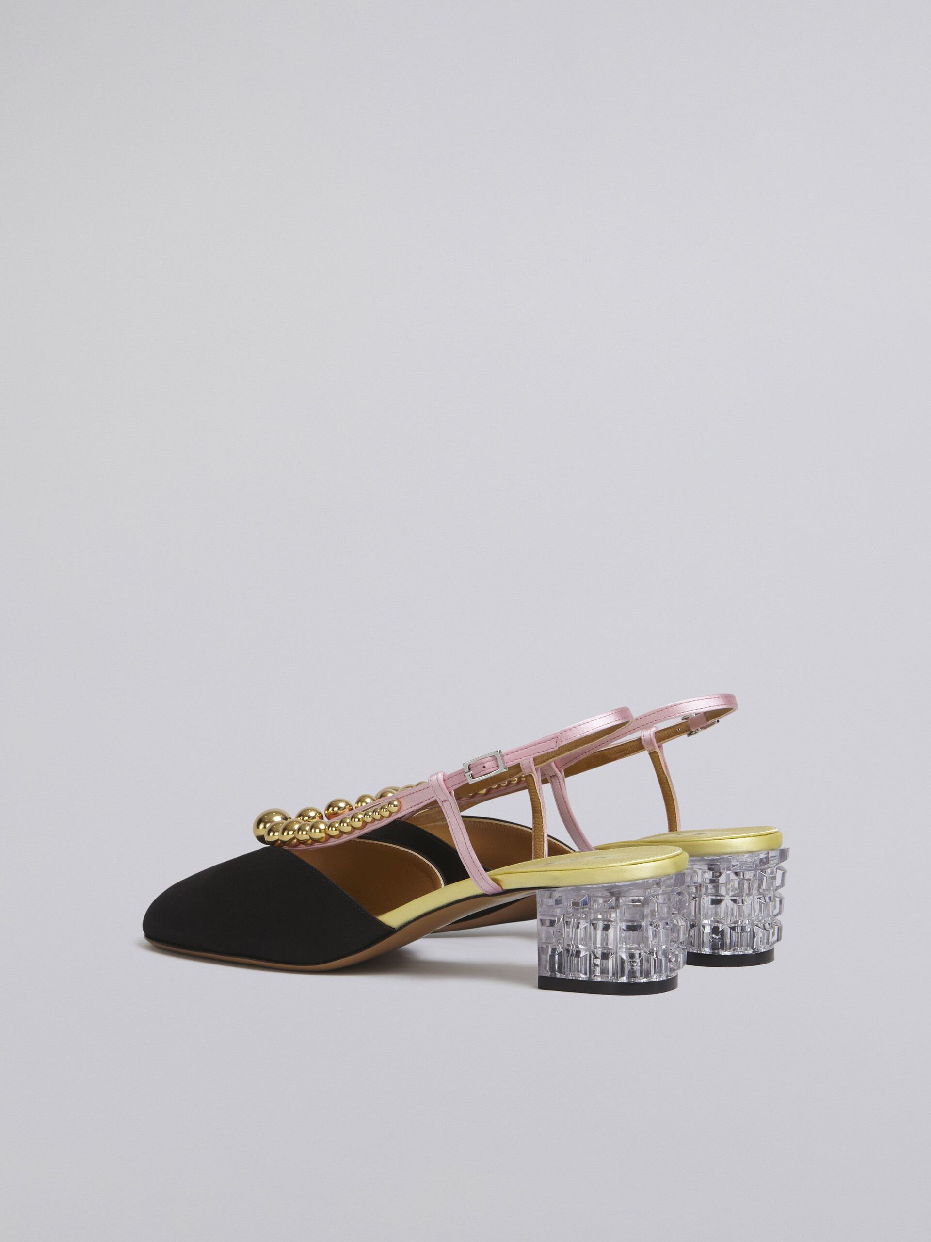 Silk satin pump with sculpted heel in transparent plexiglass - Sandals - Image 3