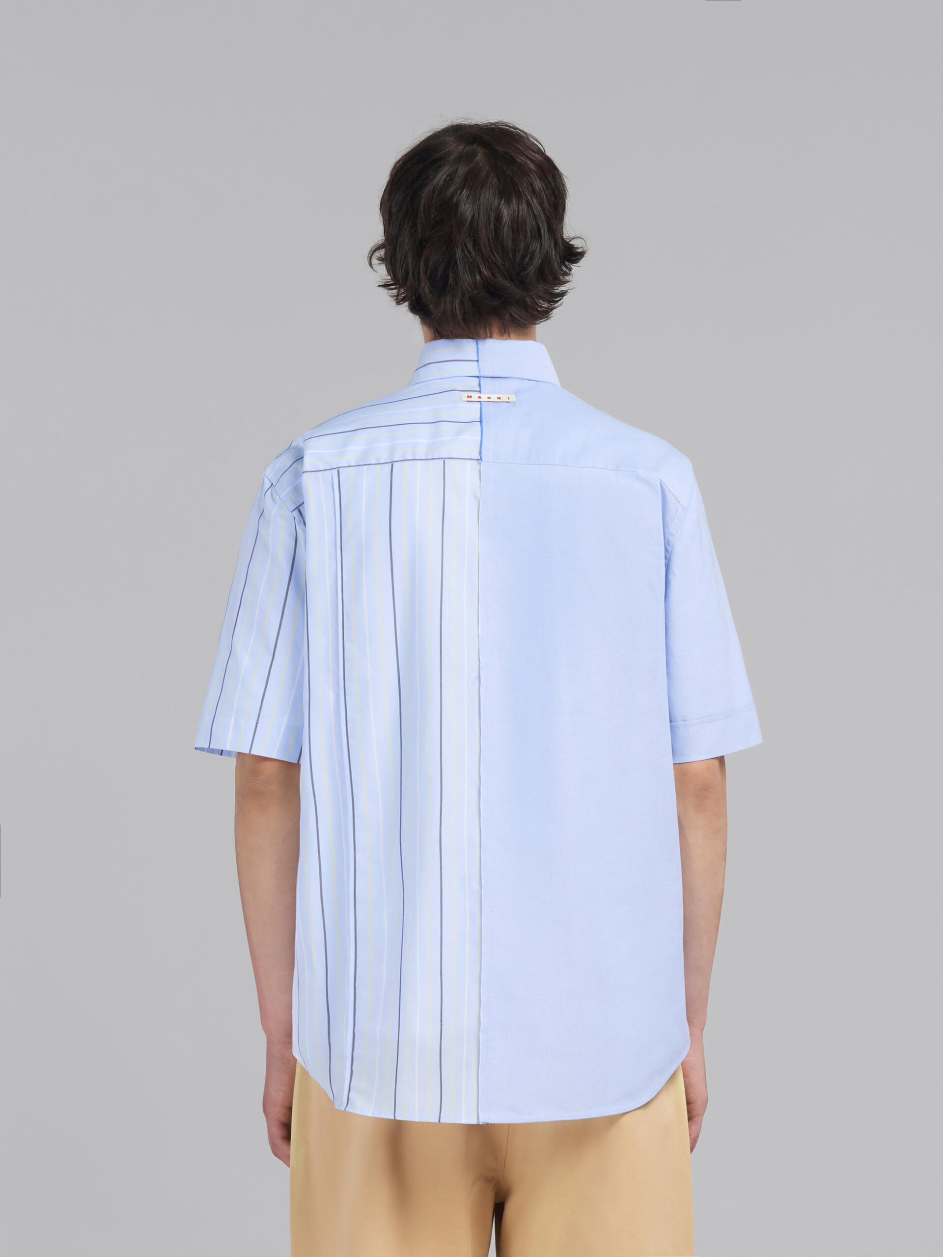 Camicia in popeline azzurro con metà a righe - Camicie - Image 3