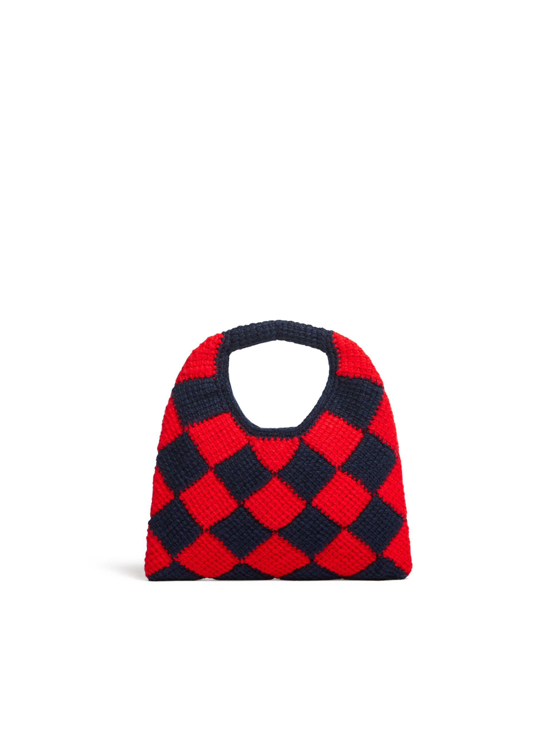 MARNI MARKET DIAMOND mini bag in blue and brown tech wool - Shopping Bags - Image 3