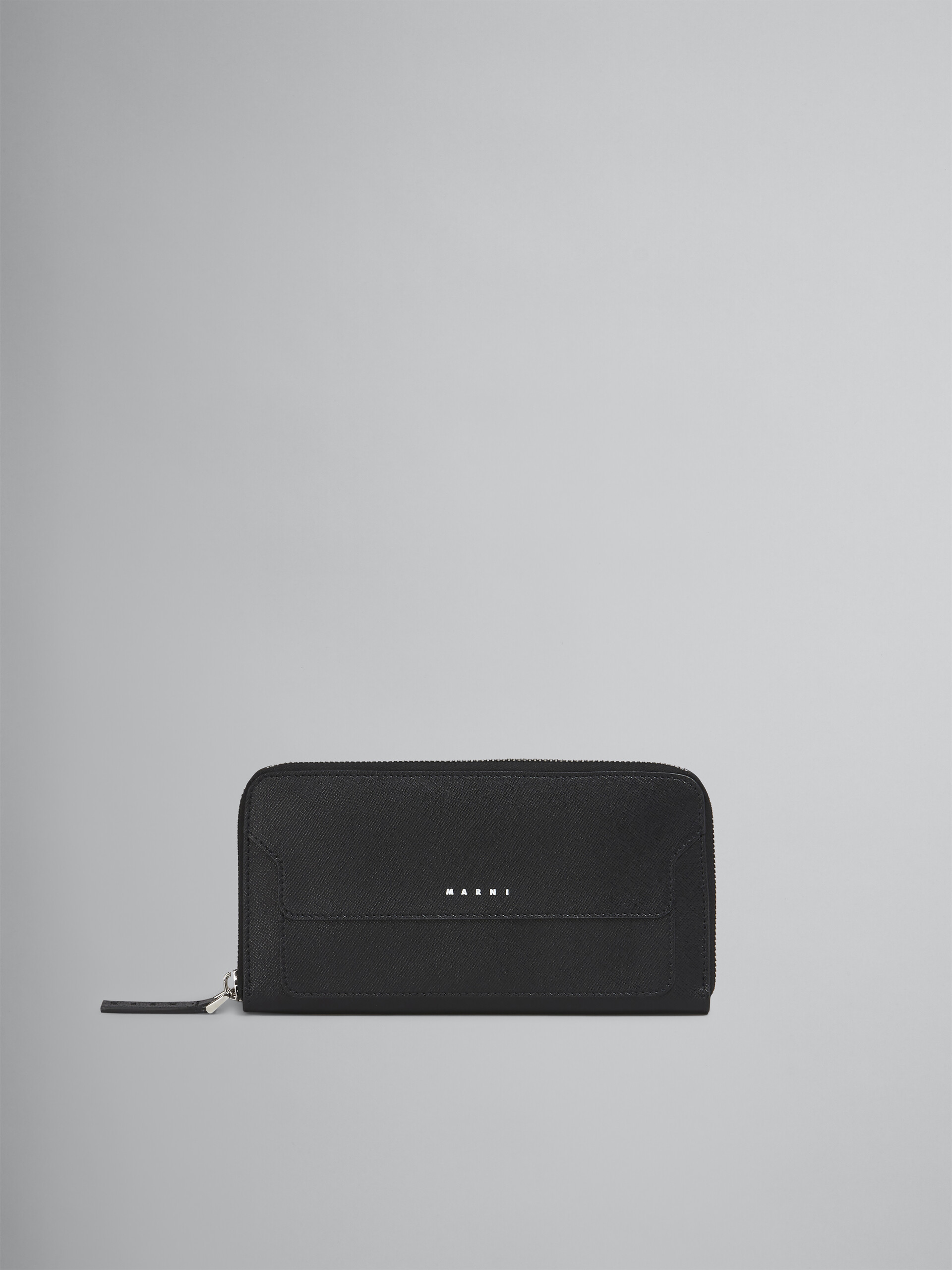 Black saffiano leather zip-around wallet - Wallets - Image 1