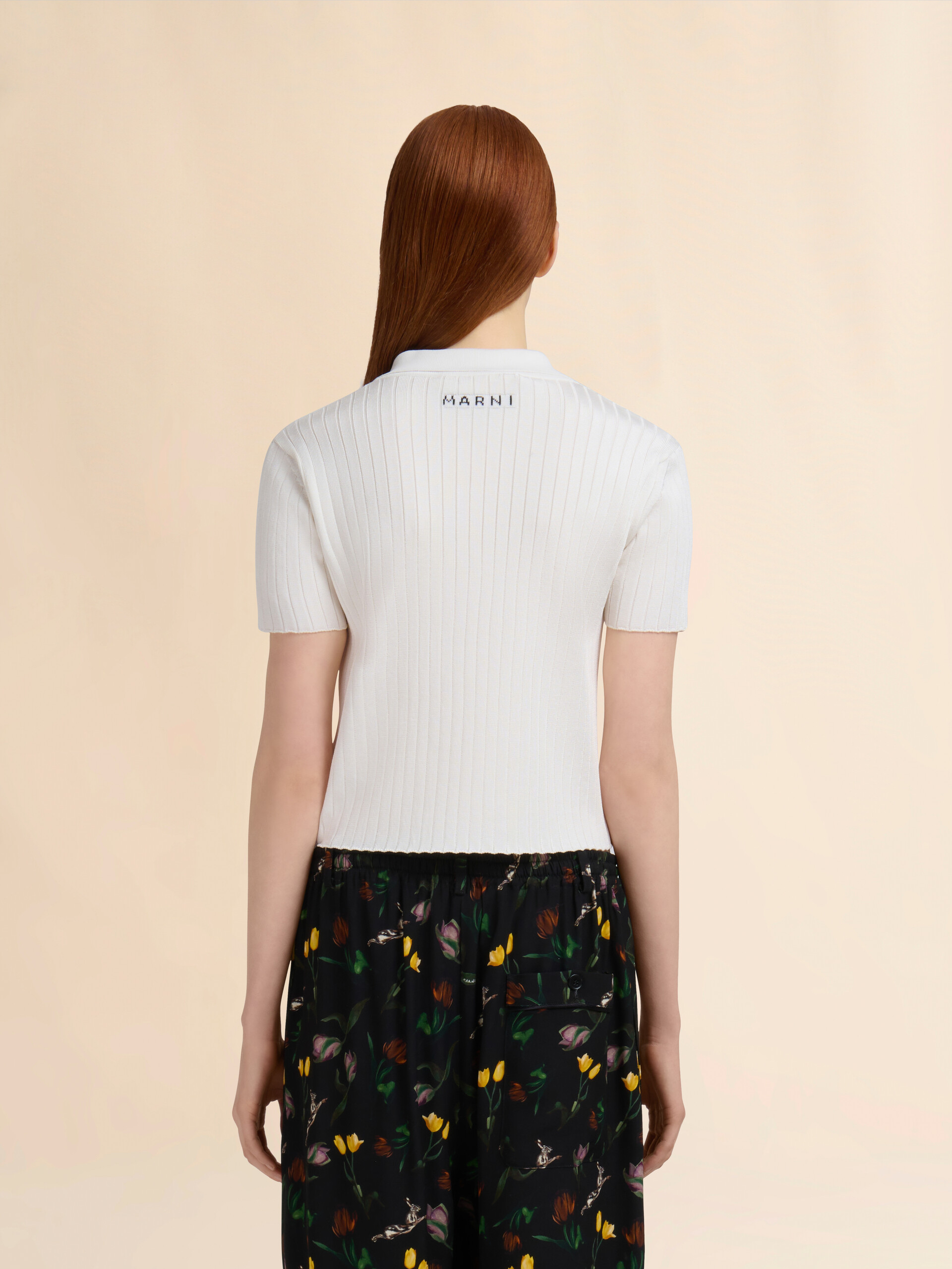 White viscose half-and-half polo - Shirts - Image 3