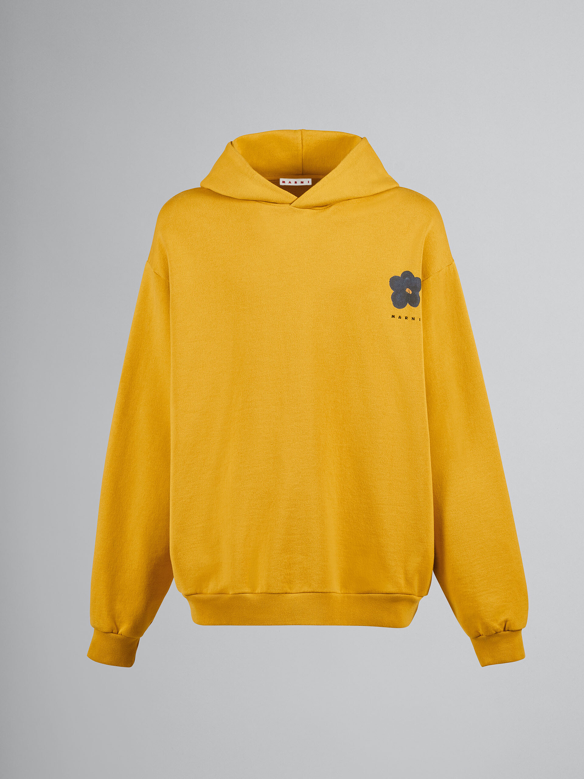 Black Daisy print yellow cotton hooded sweatshirt - Sweaters - Image 1