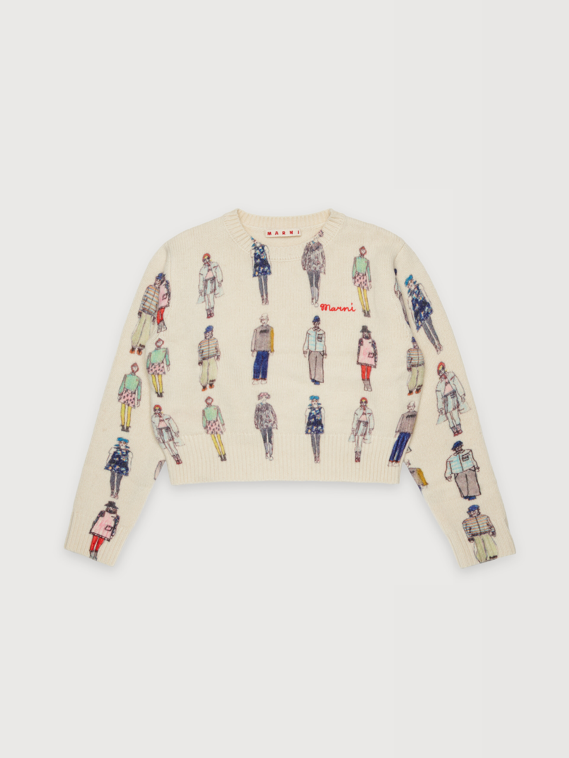 Beige wool blend jumper with catwalk prints - Knitwear - Image 1