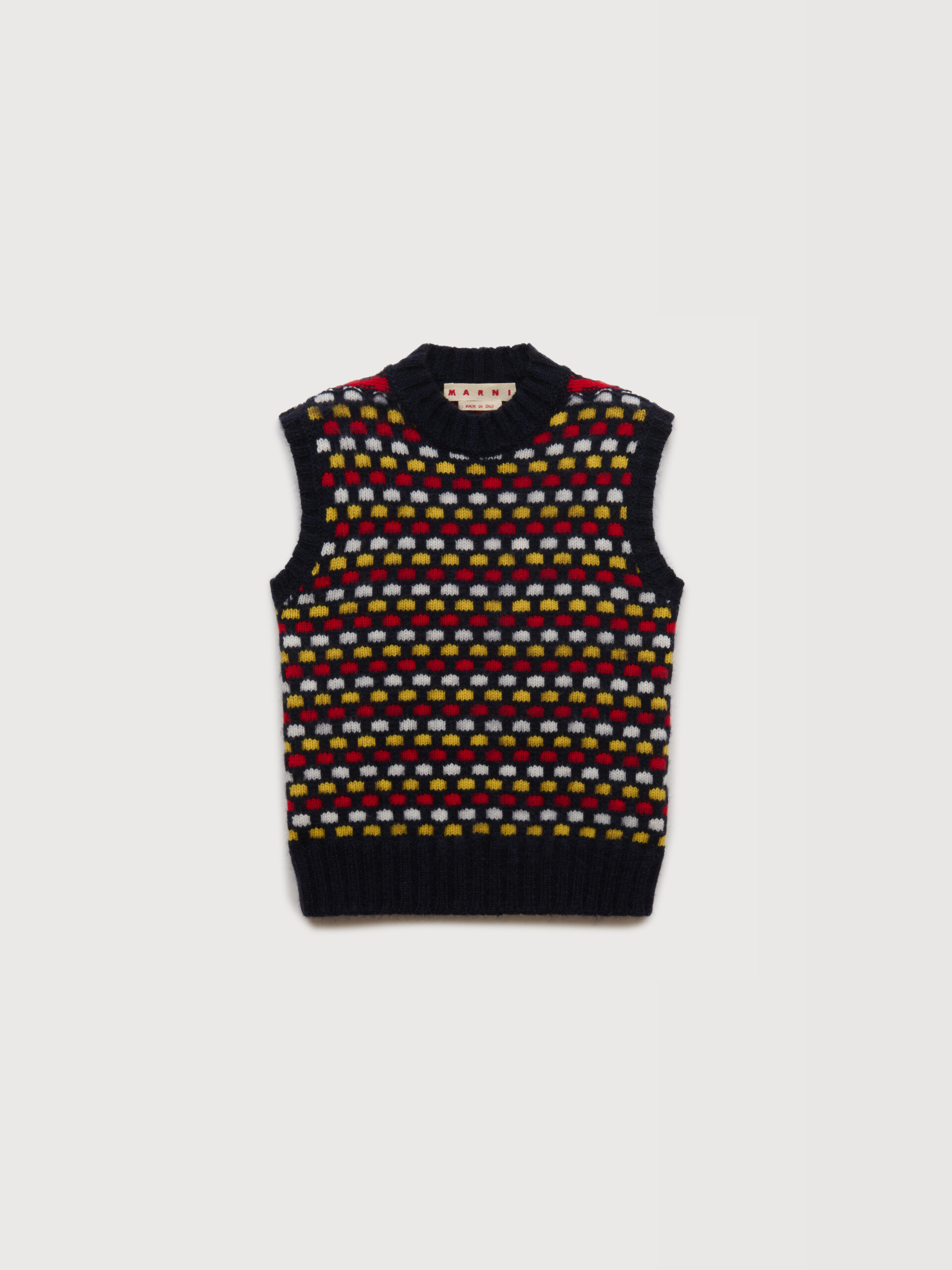 Red and blue jacquard Shetland wool vest - Pullovers - Image 1