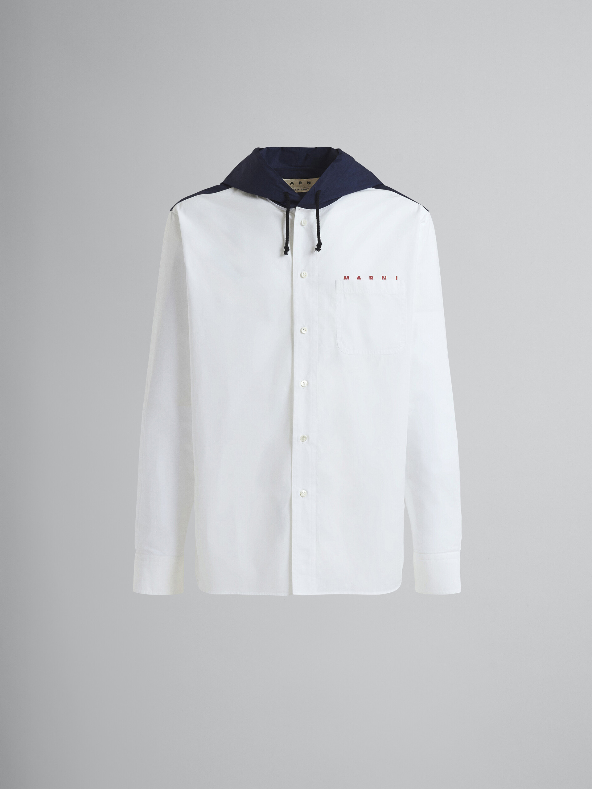 Hooded cotton poplin shirt-jacket - Shirts - Image 1