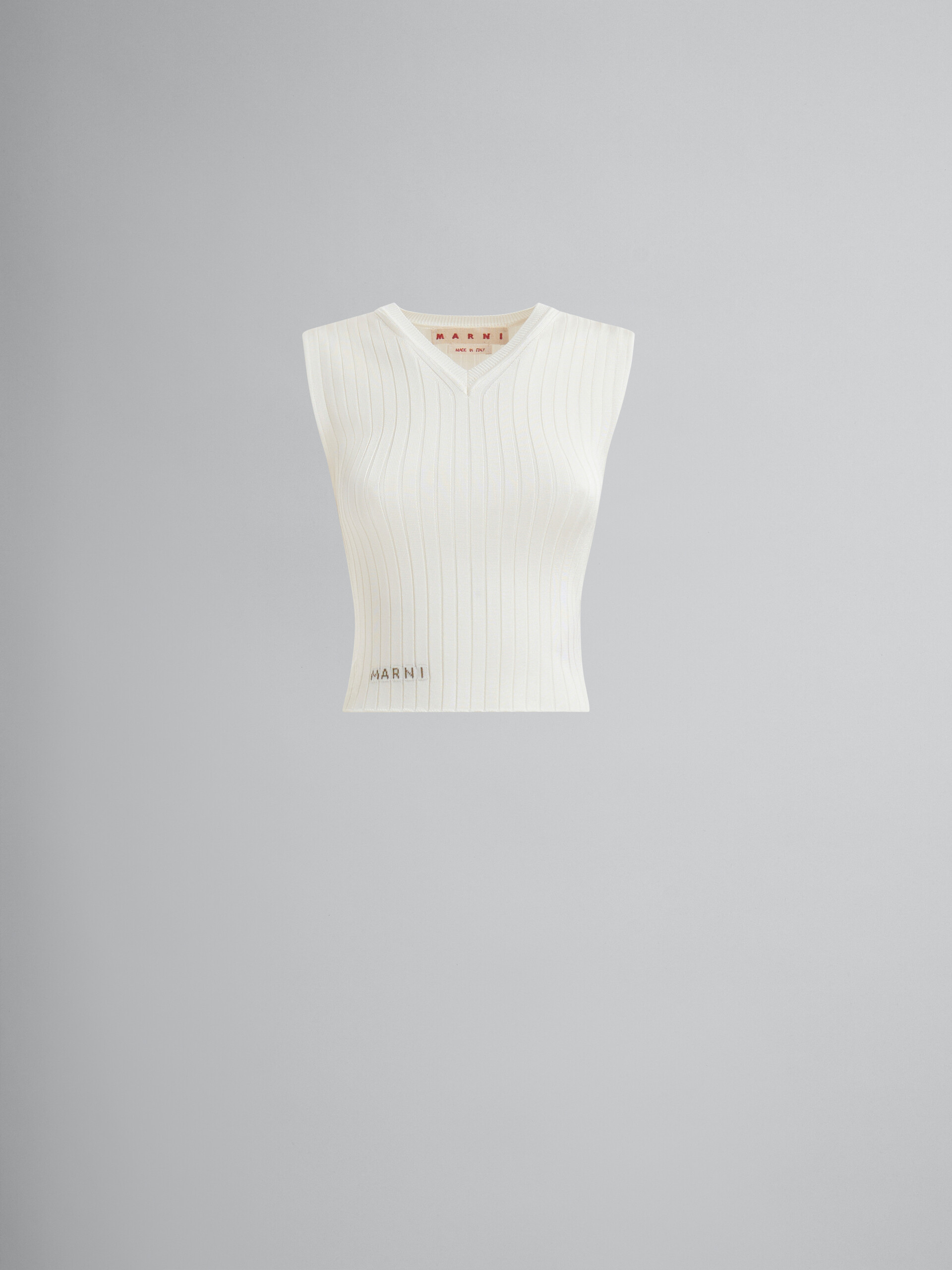 Brown ribbed viscose vest - Pullovers - Image 1