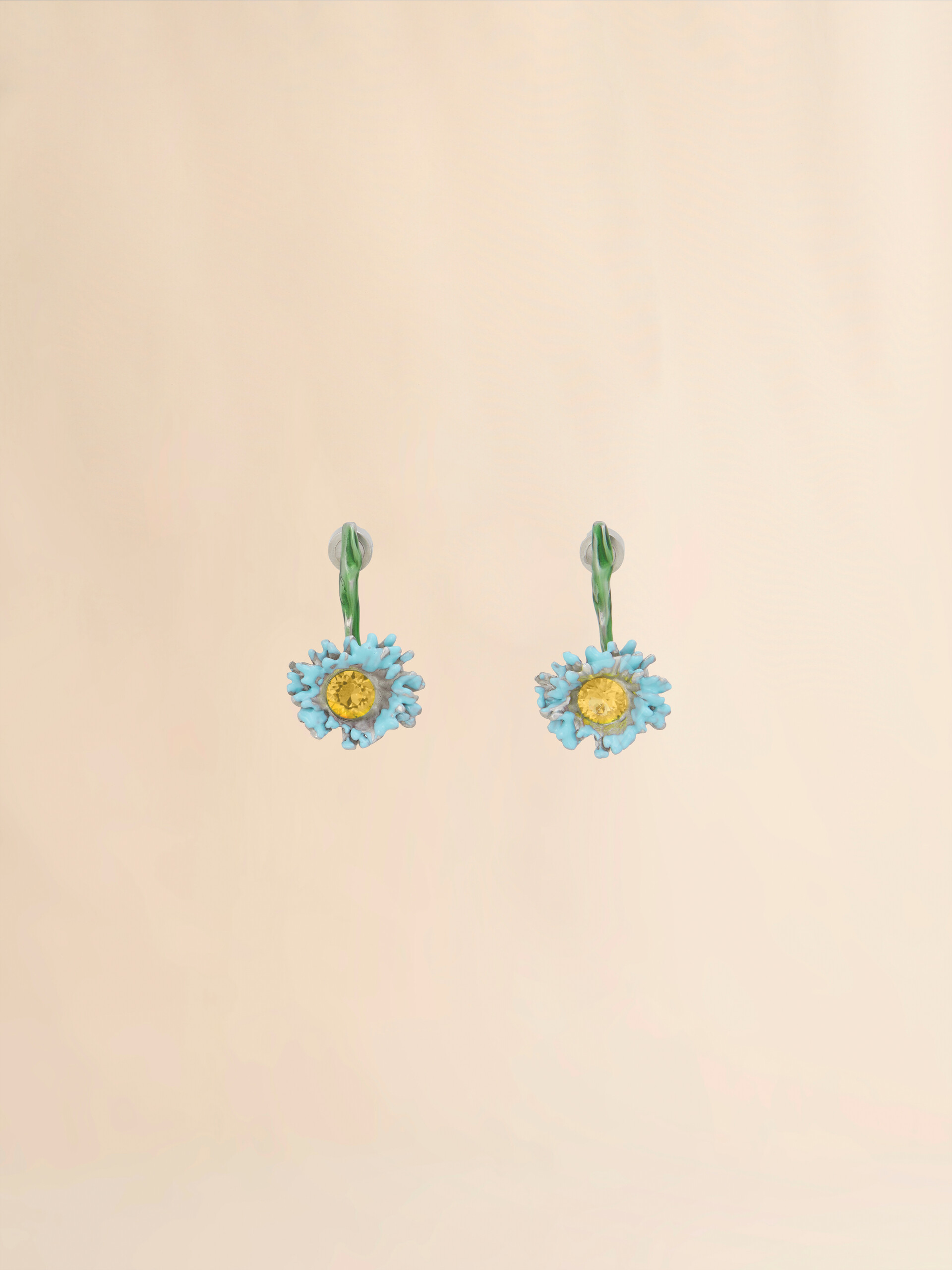 Enameled metal and stones Flower Pop drop earrings - Earrings - Image 1
