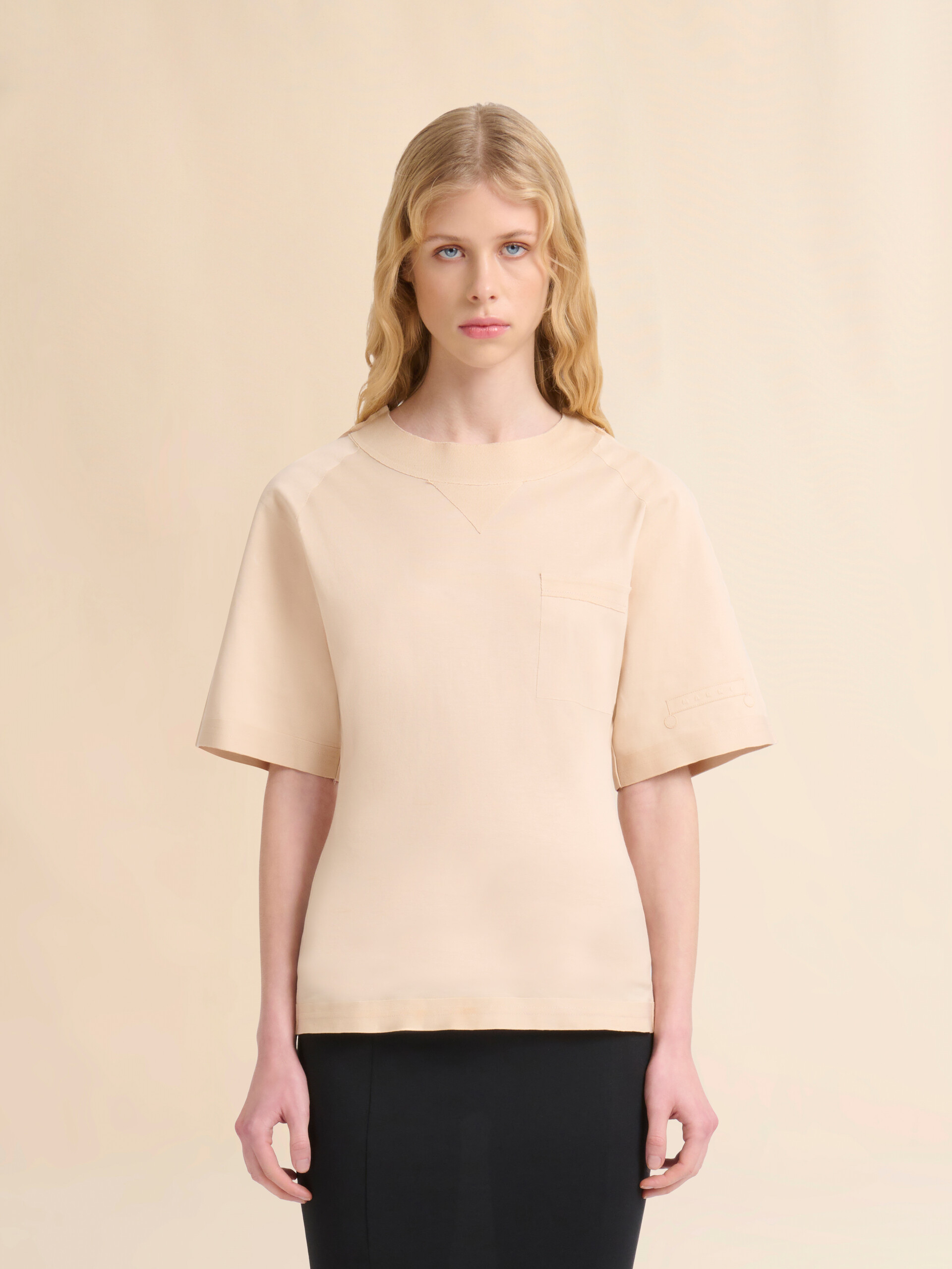 Pale peach cotton short-sleeve sweatshirt with Trunkaroo detail - T-shirts - Image 2