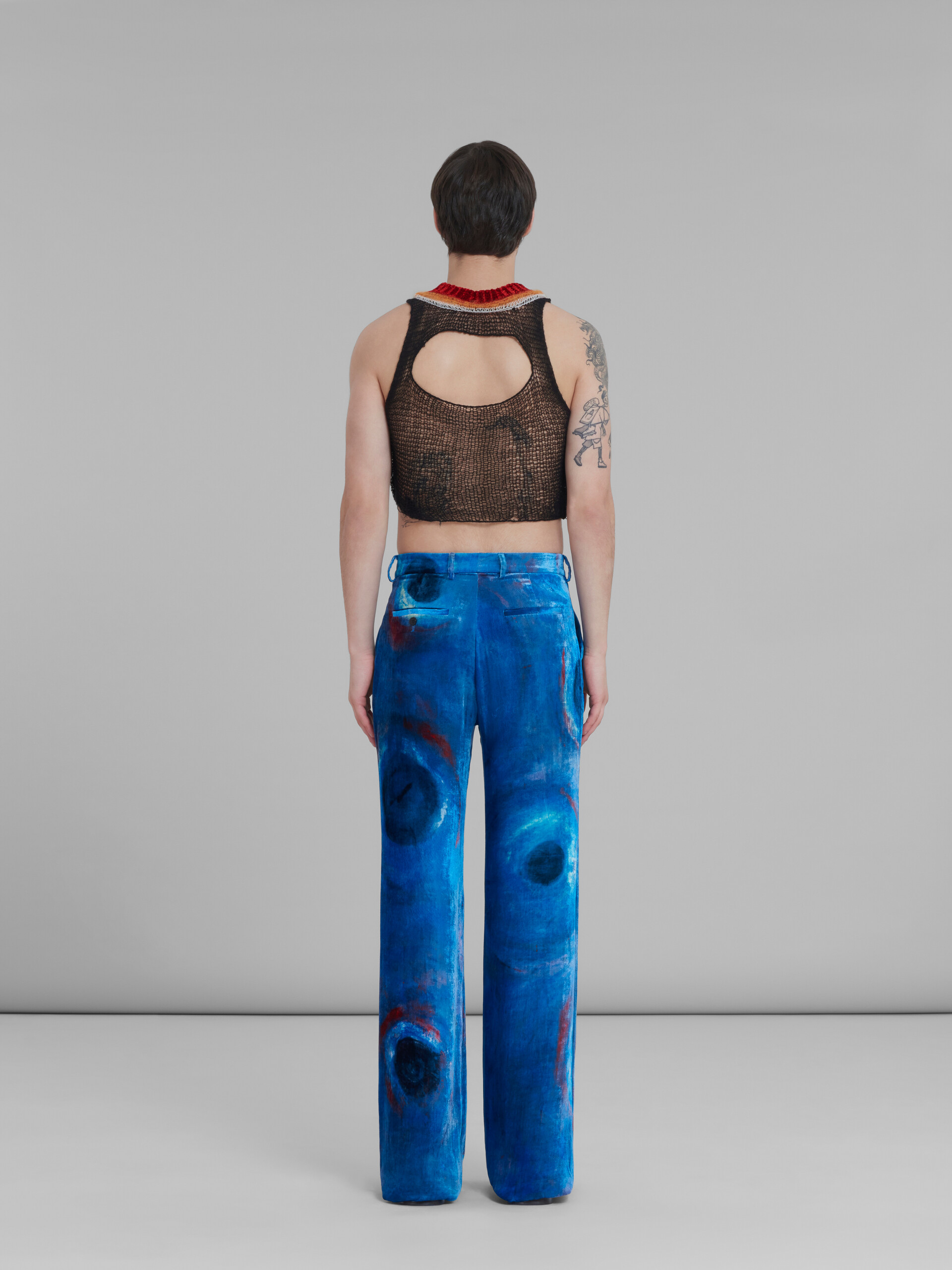 Velvet trousers with Buchi Blu print - Pants - Image 3